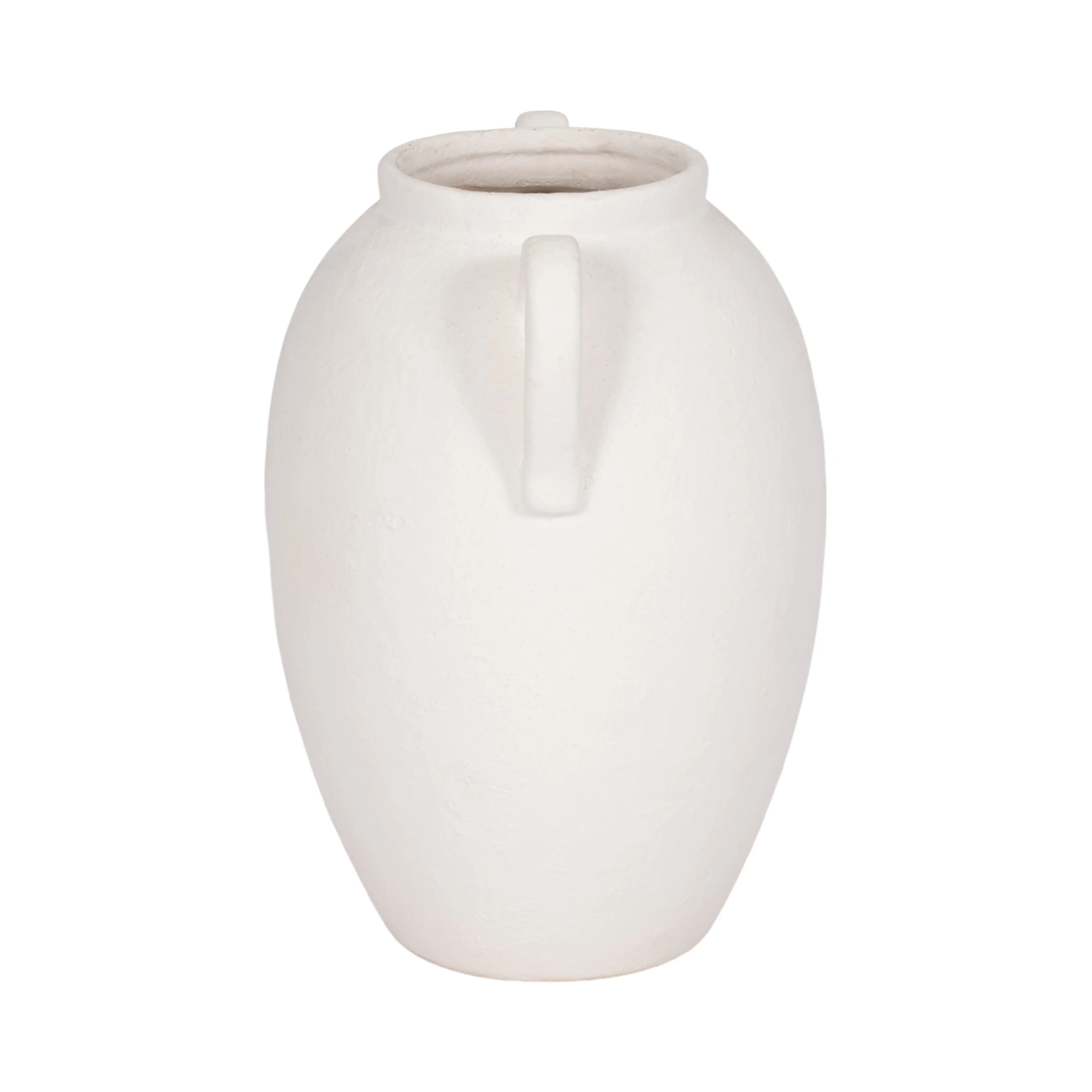 CER, 10" TEXTURED JUG W/ HANDLES, WHITE