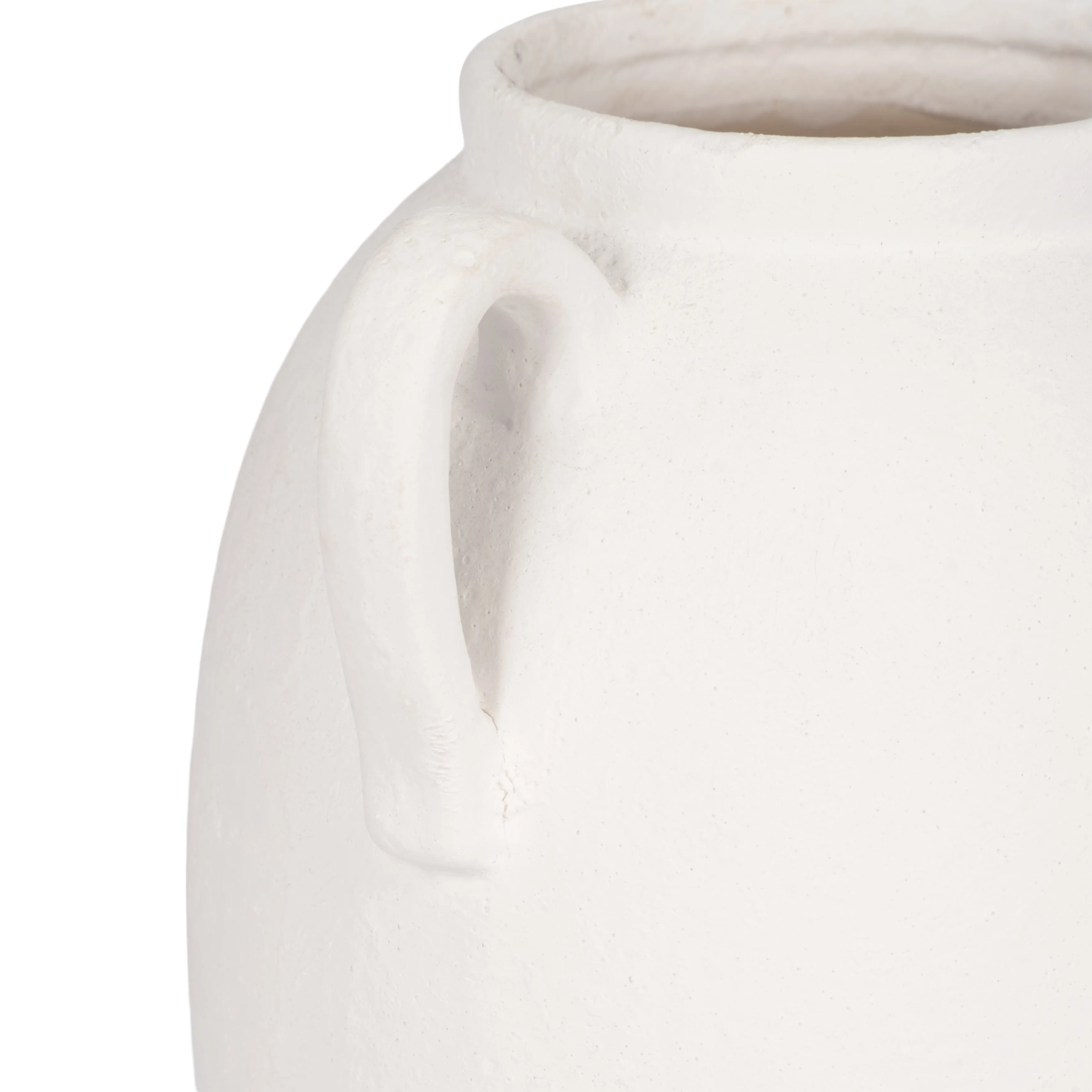 CER, 10" TEXTURED JUG W/ HANDLES, WHITE