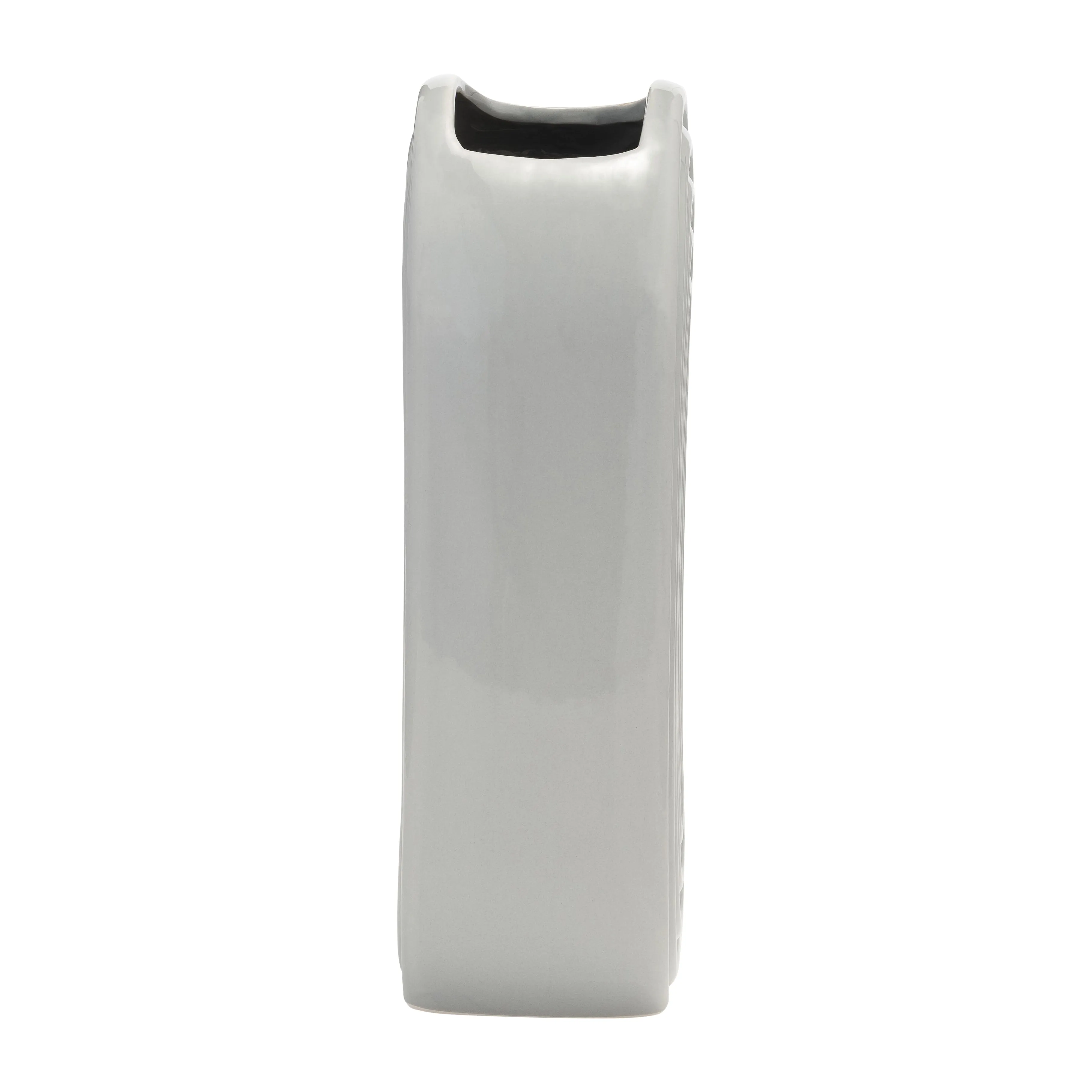 CER, 11" OVAL RIDGED VASE, GLACIER