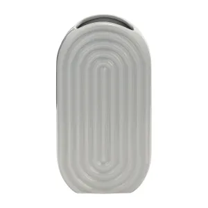 CER, 11" OVAL RIDGED VASE, GLACIER
