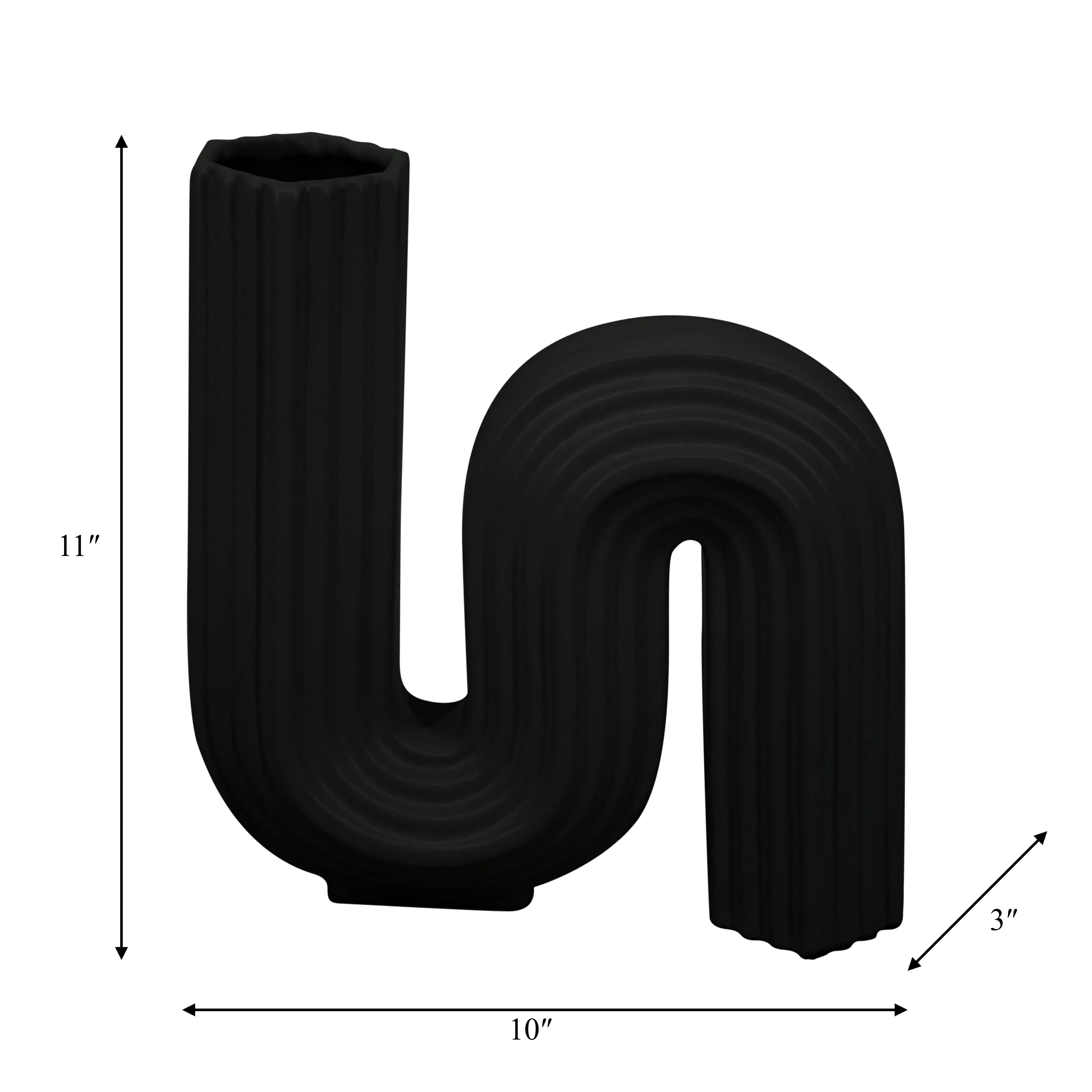 CER, 11"H LOOPY VASE, BLACK