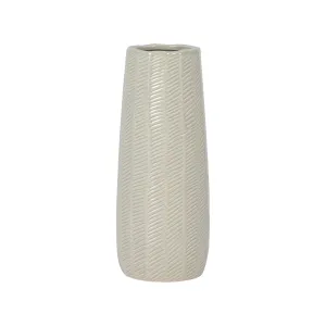 CER, 12" ETCHED LINES CYLINDER VASE, CUCUMBER