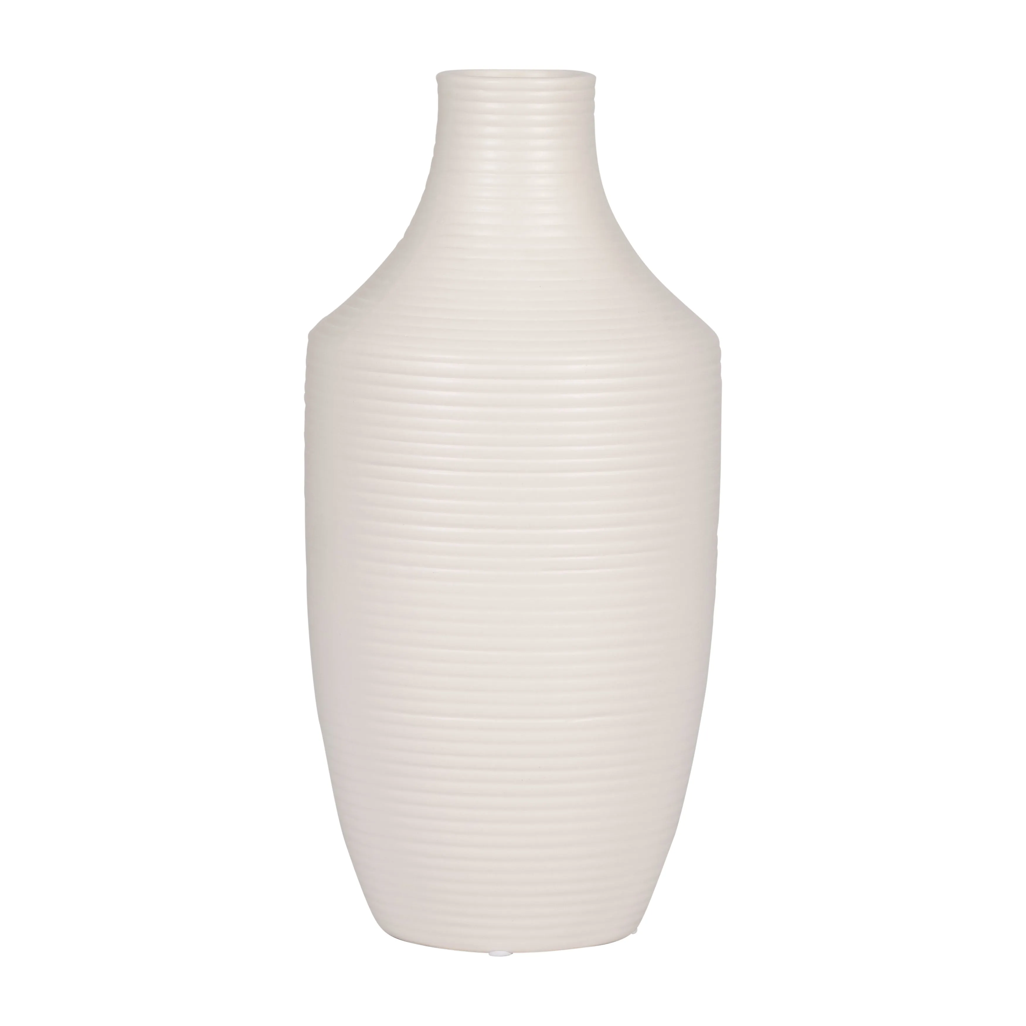 CER, 12" LINES VASE, WHITE