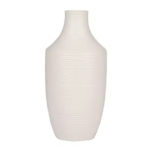 CER, 12" LINES VASE, WHITE