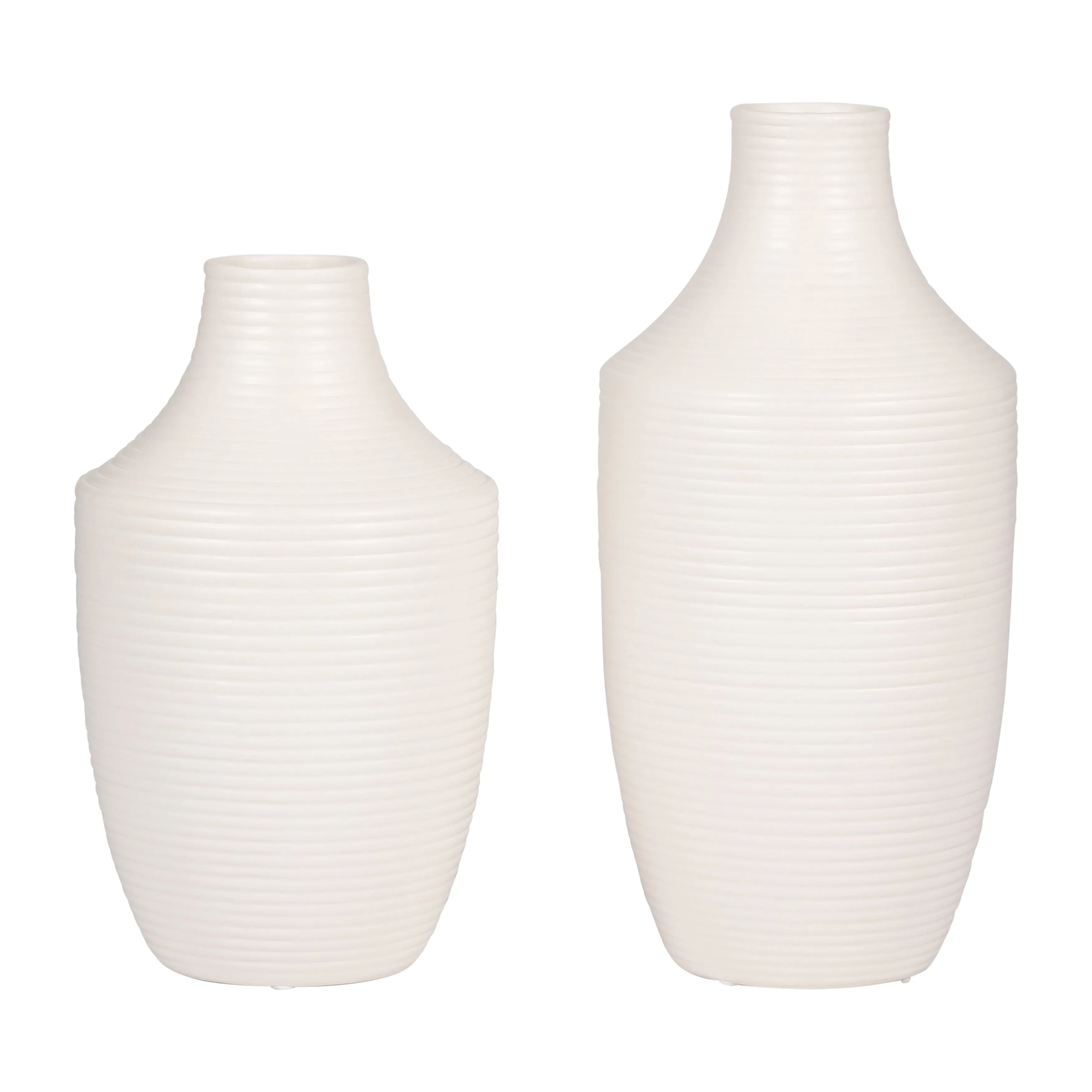 CER, 12" LINES VASE, WHITE