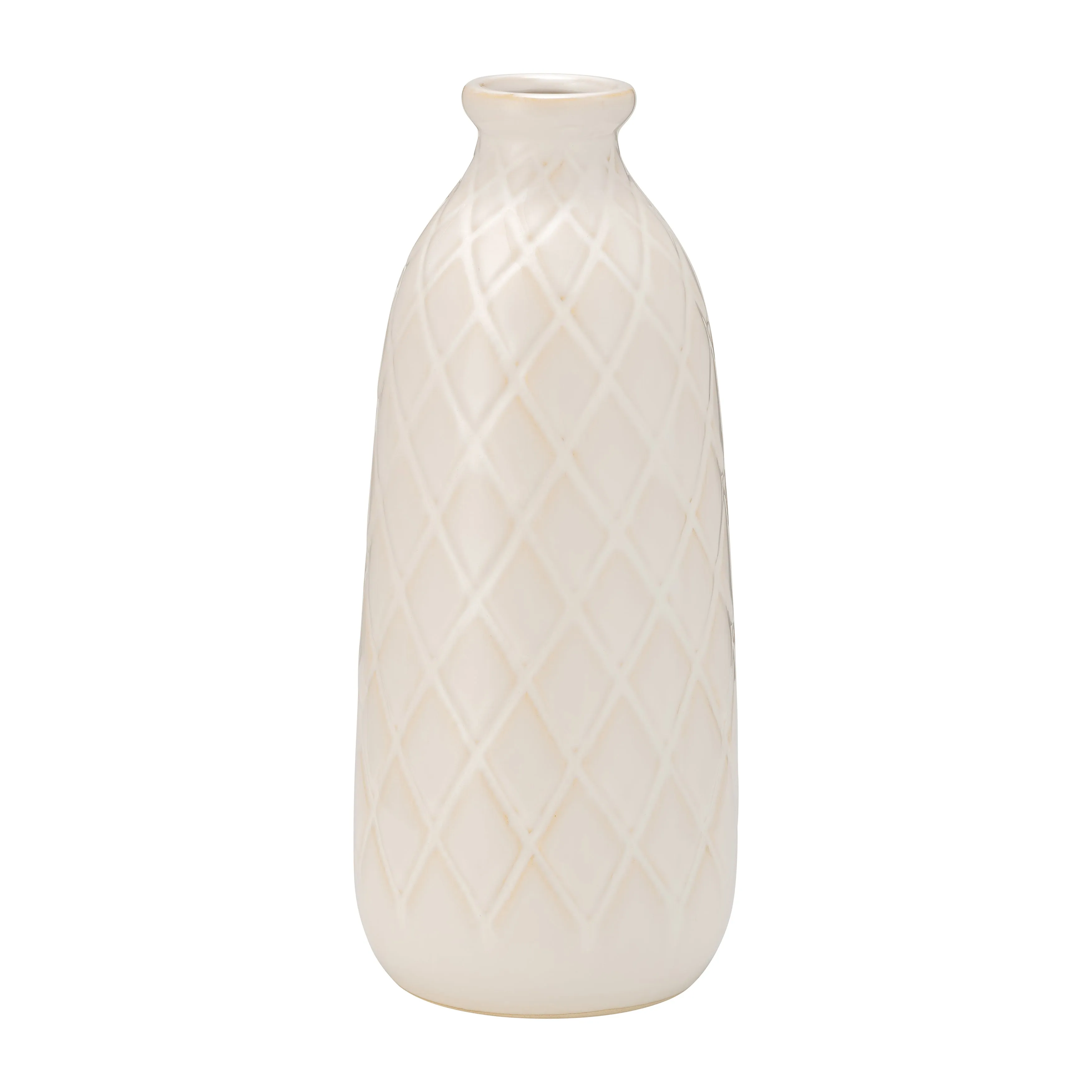 CER, 12" PLAID TEXTURED VASE, BEIGE