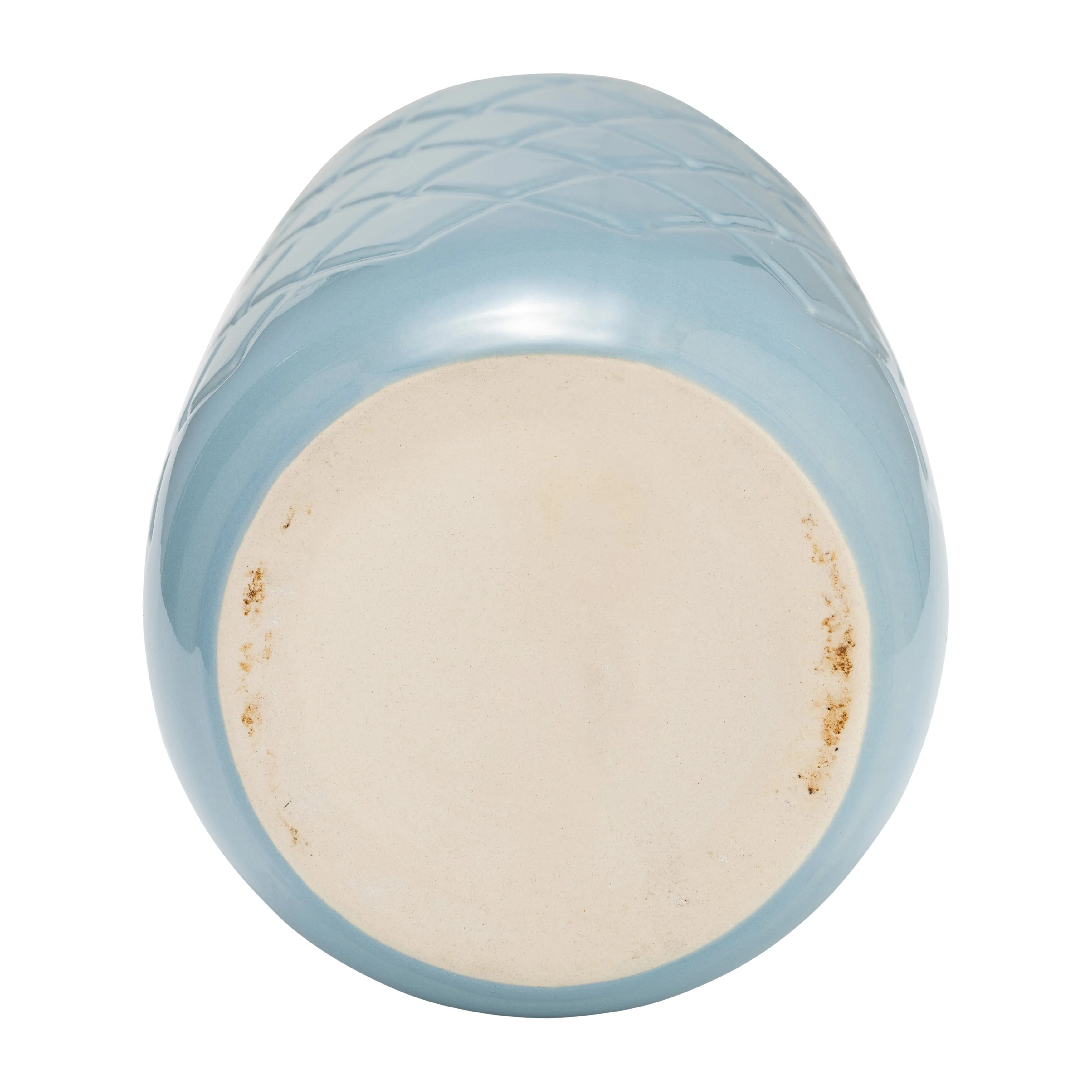 CER, 12" PLAID TEXTURED VASE, CAMEO BLUE