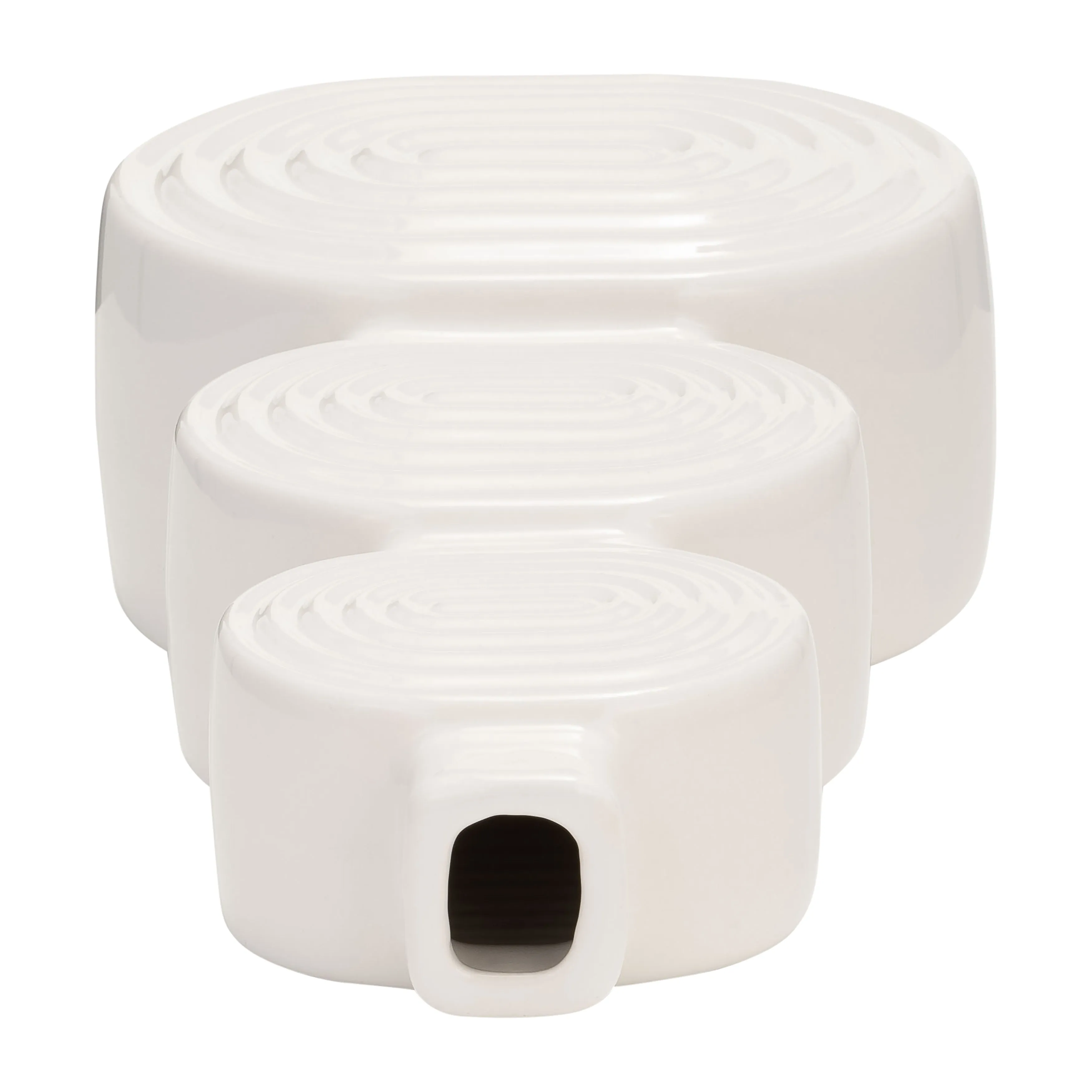 CER, 12" STACKED CIRCLES VASE, WHITE