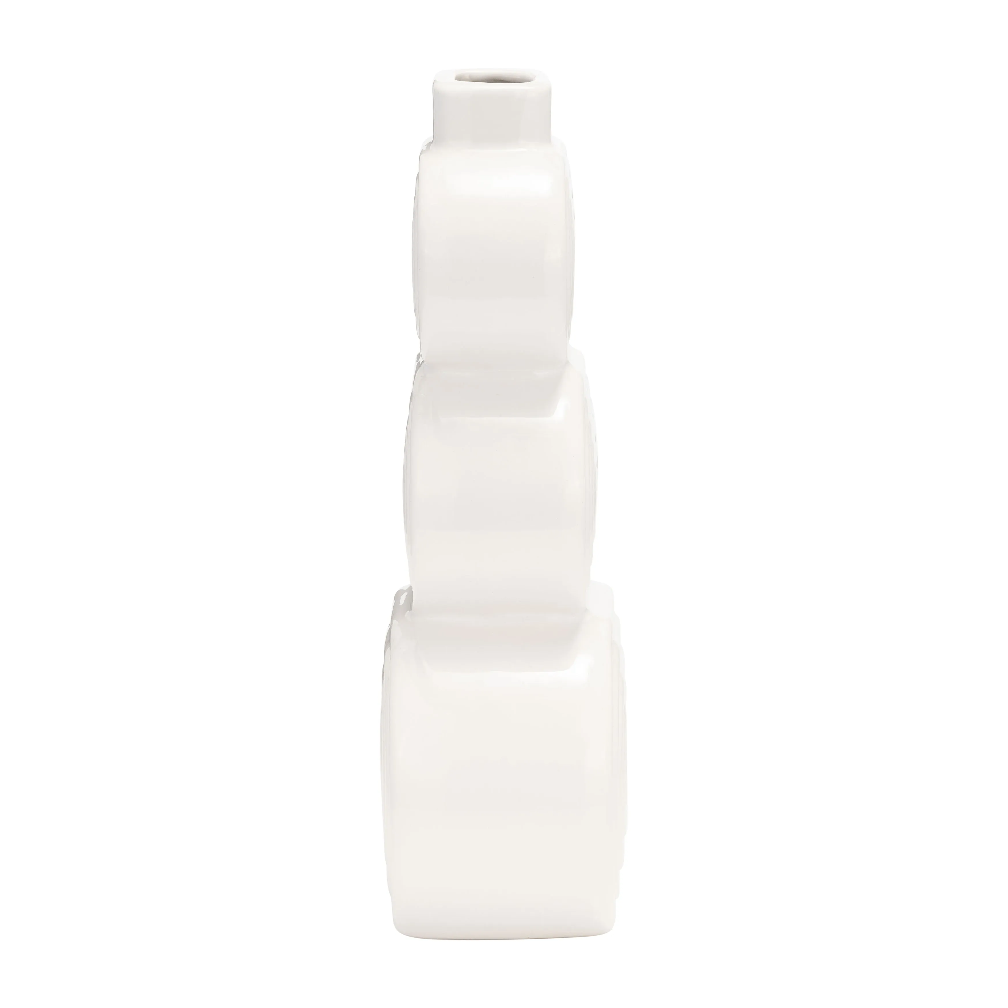 CER, 12" STACKED CIRCLES VASE, WHITE