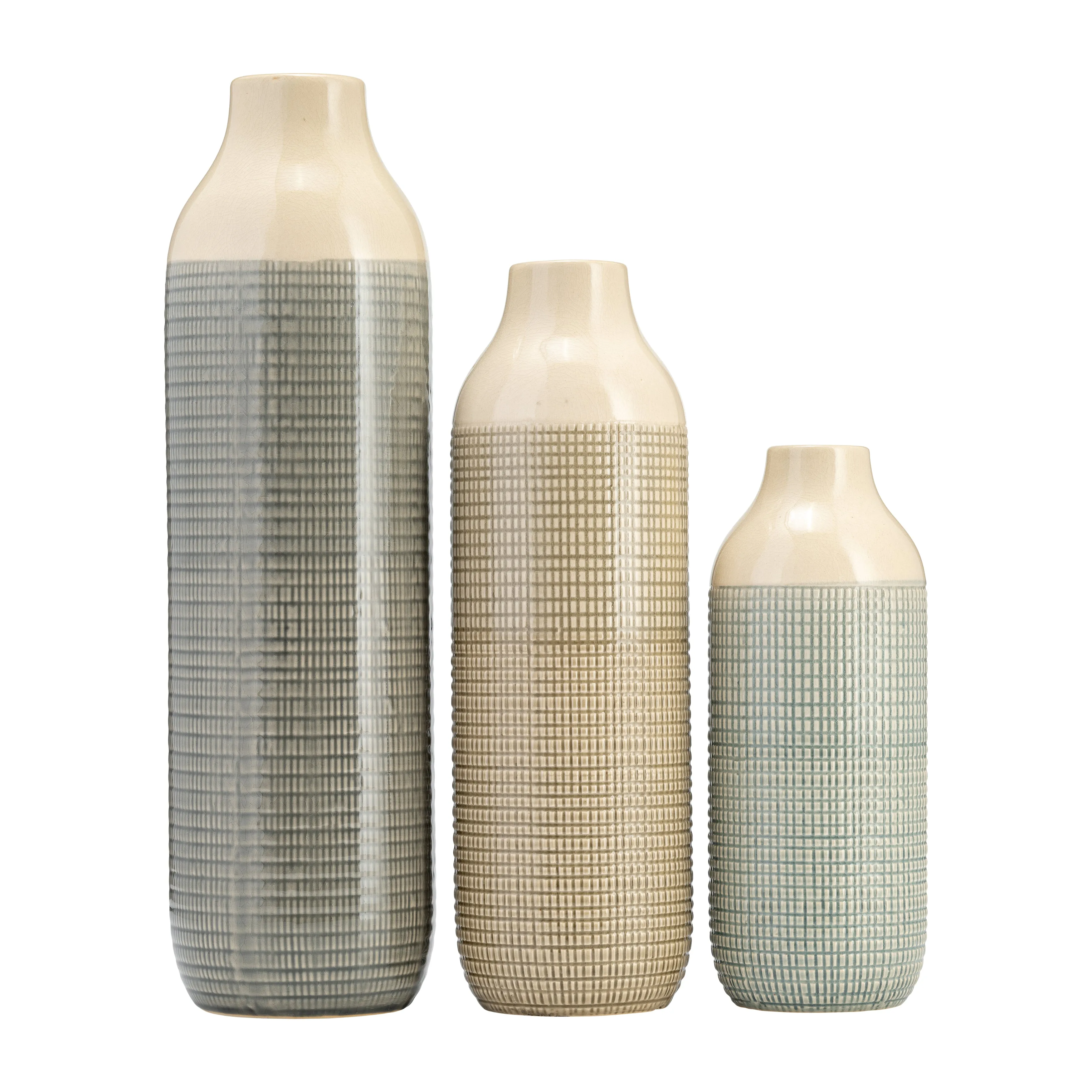 CER, 12"H 3-TONE VASE, LIGHT BLUE GREEN