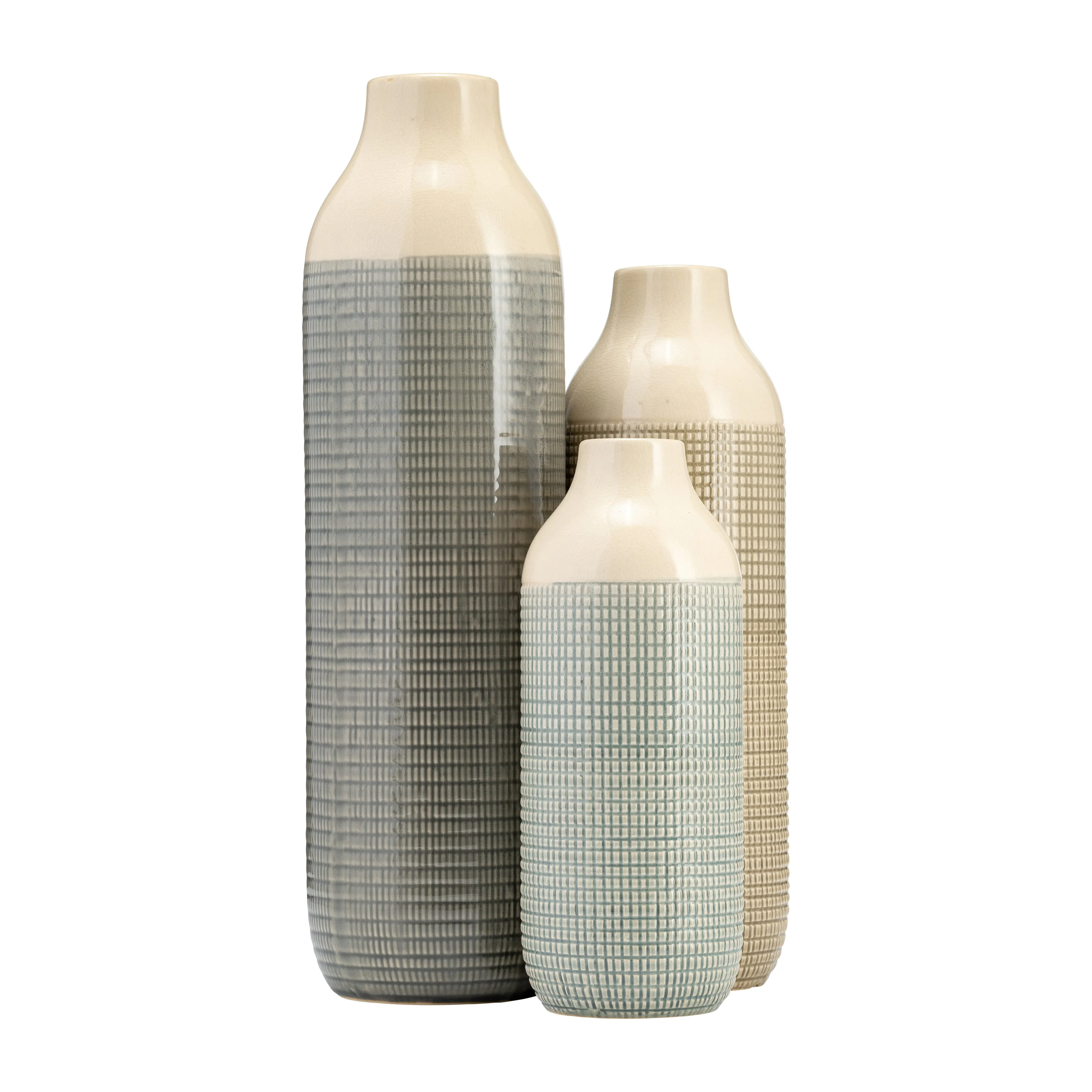 CER, 12"H 3-TONE VASE, LIGHT BLUE GREEN