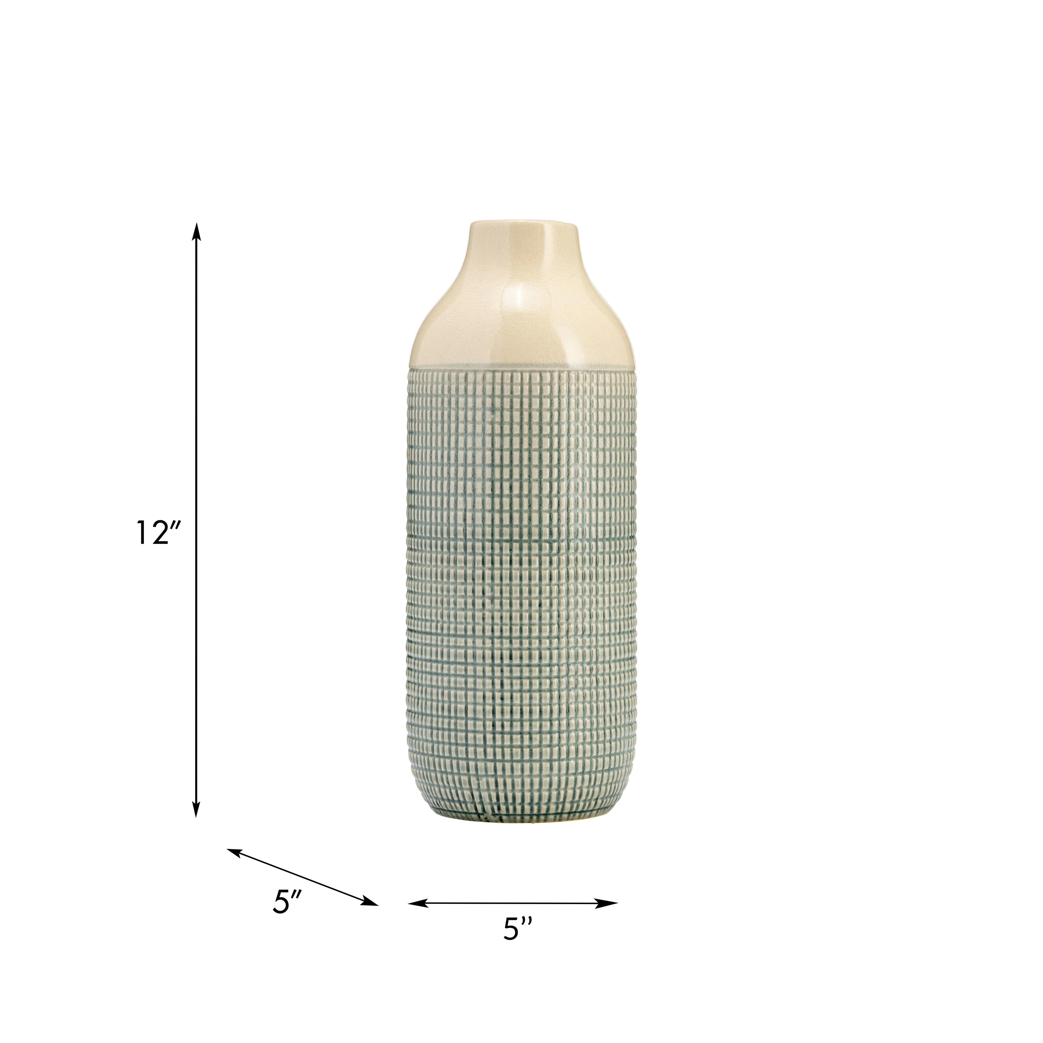 CER, 12"H 3-TONE VASE, LIGHT BLUE GREEN