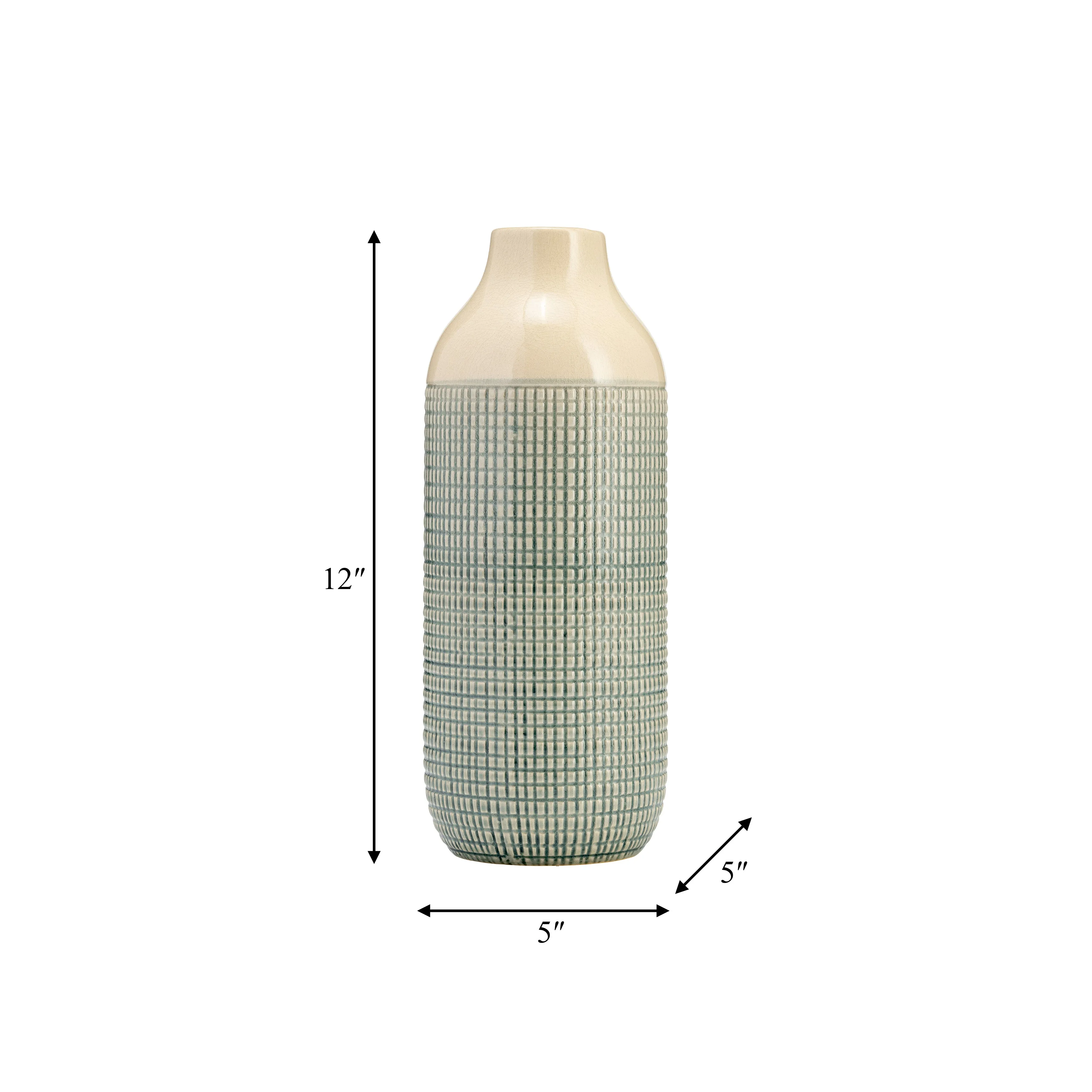 CER, 12"H 3-TONE VASE, LIGHT BLUE GREEN