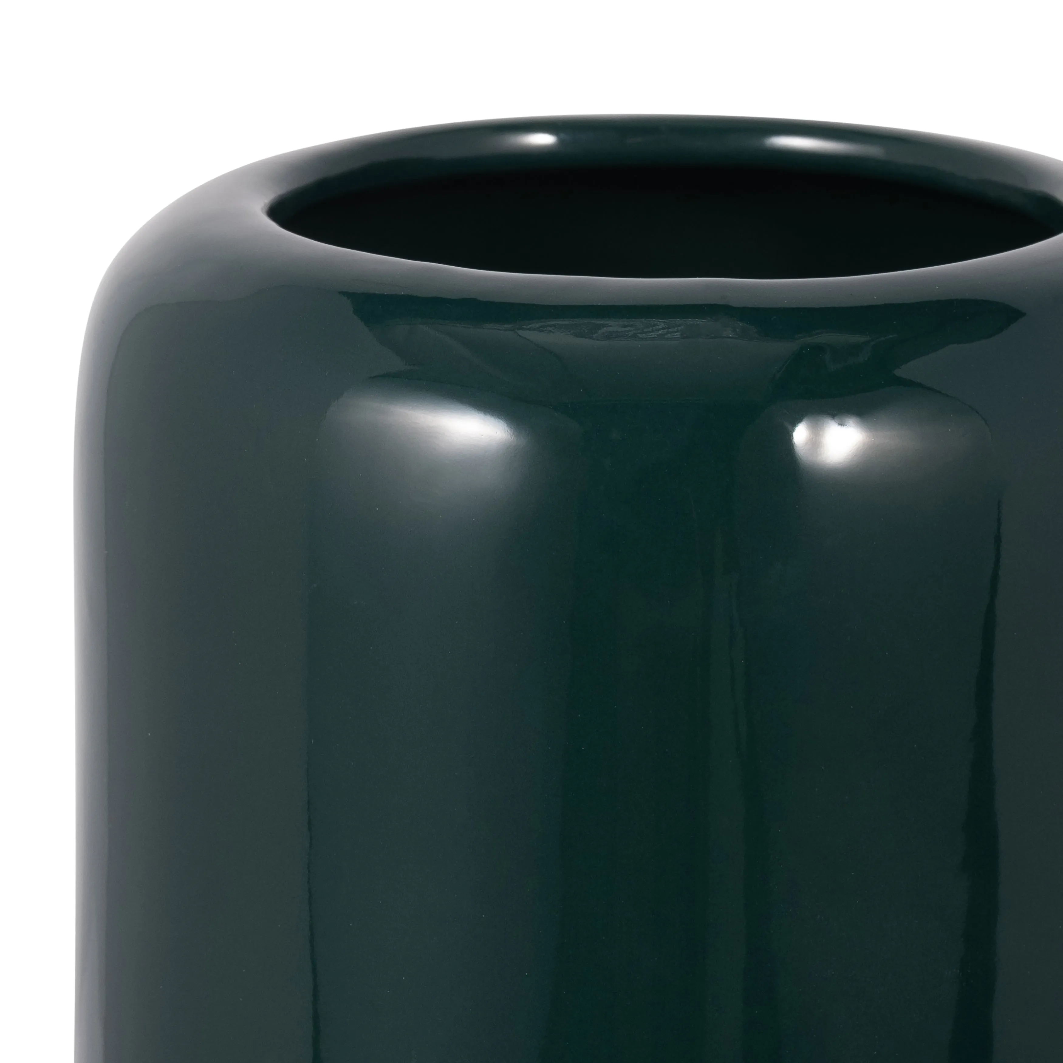 CER, 12"H GROOVED VASE, FOREST GREEN