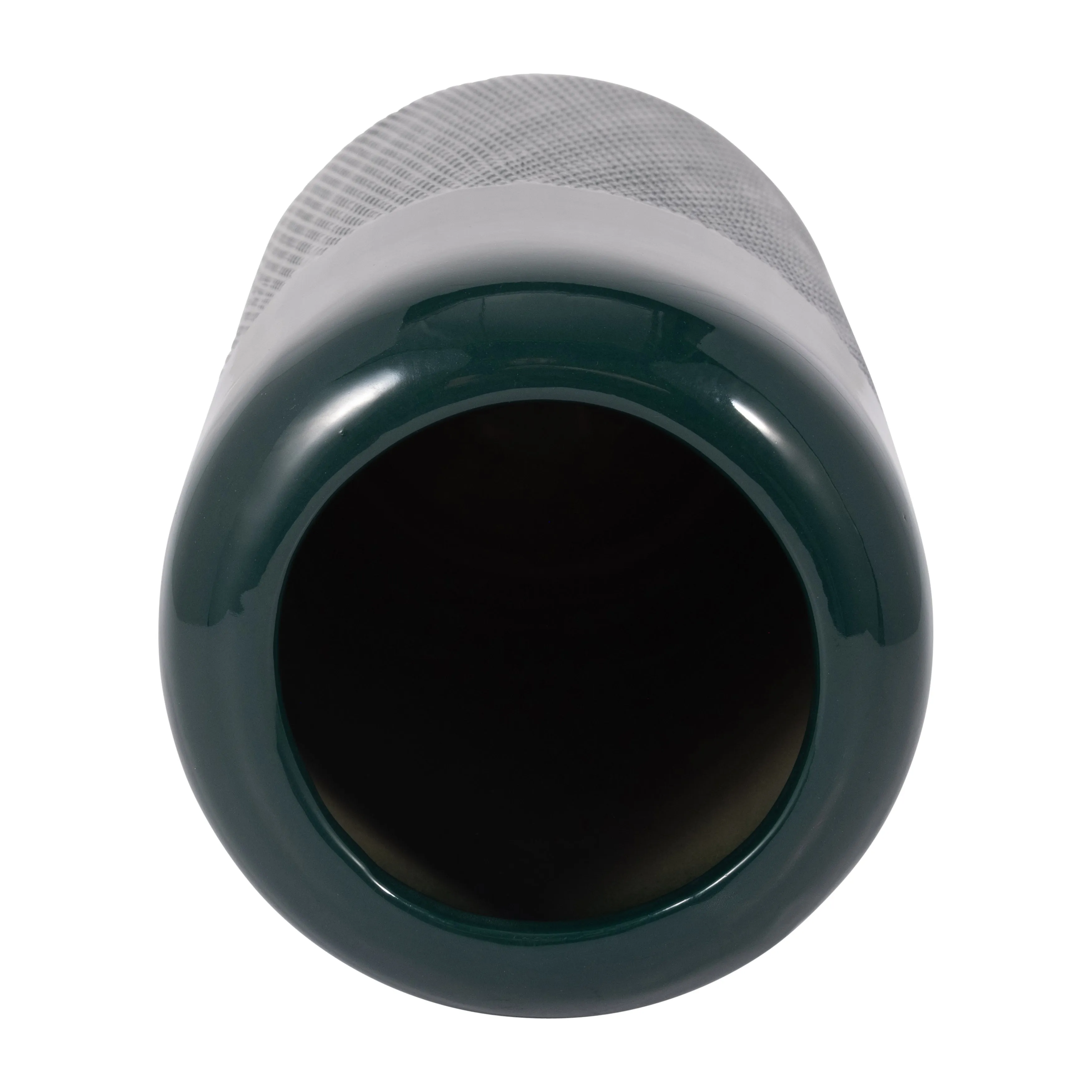 CER, 12"H GROOVED VASE, FOREST GREEN