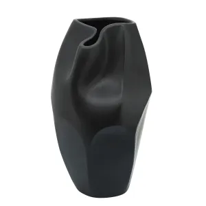 CER, 14"H ABSTRACT VASE, BLACK