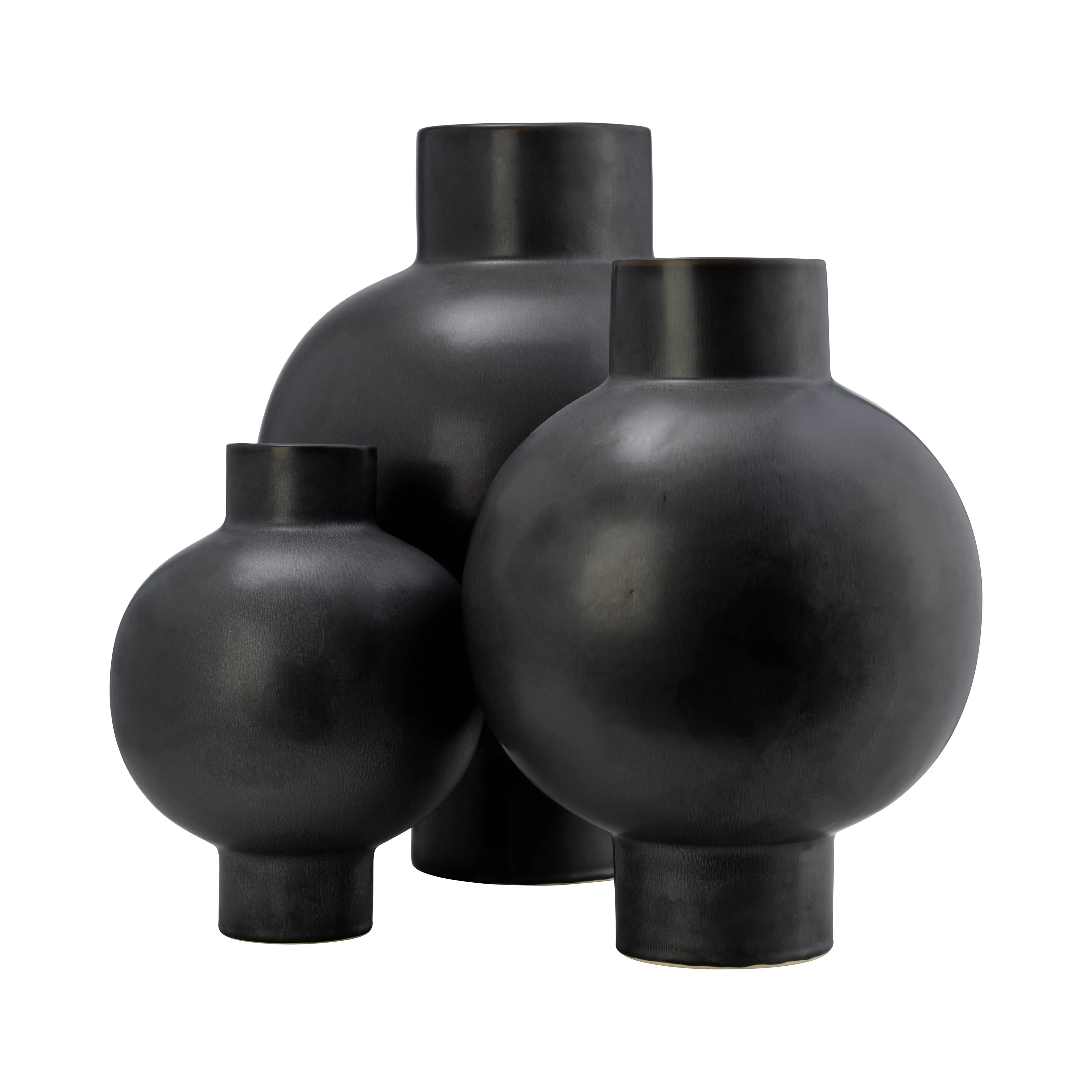 CER, 15"H BUBBLE VASE, BLACK VOLCANIC