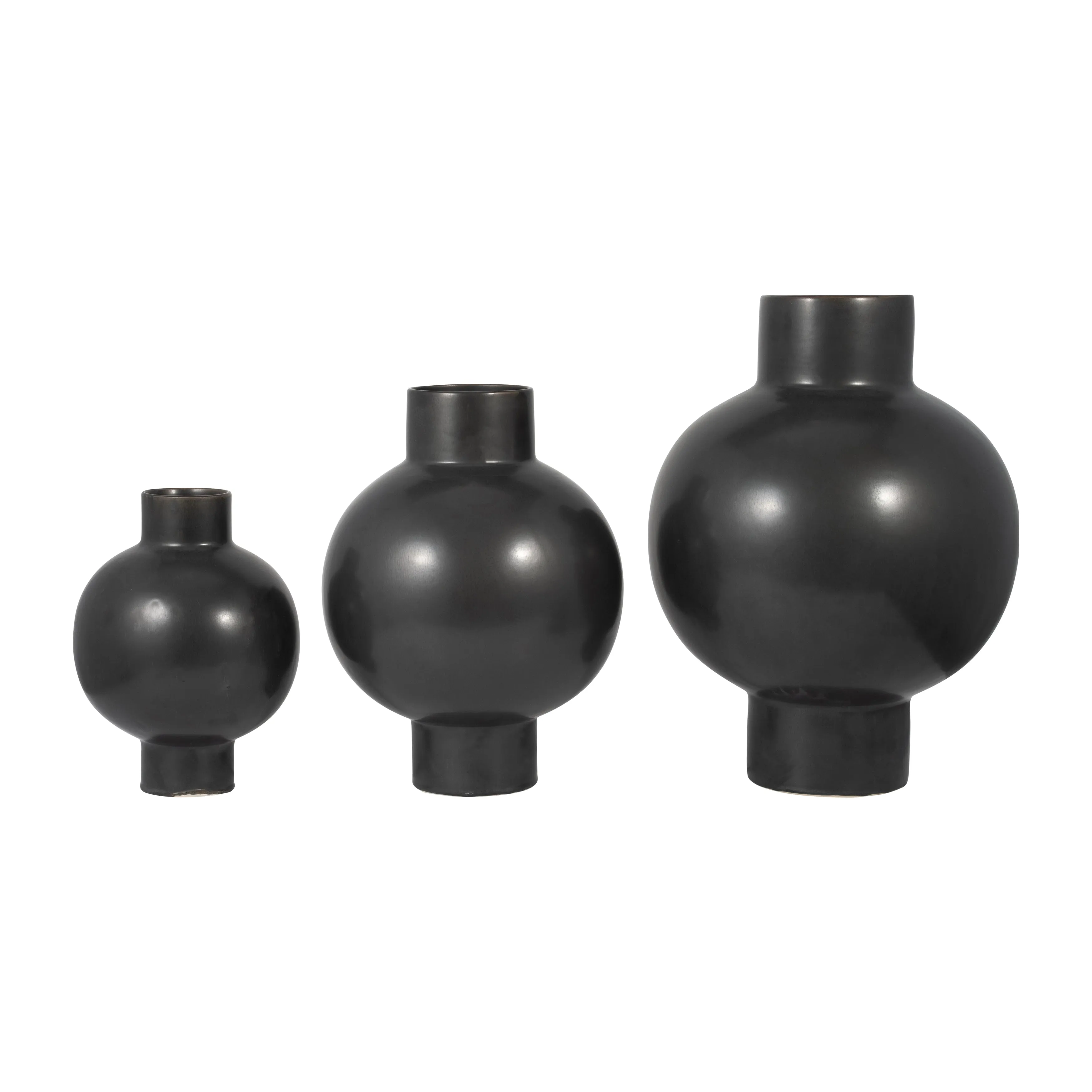CER, 15"H BUBBLE VASE, BLACK VOLCANIC