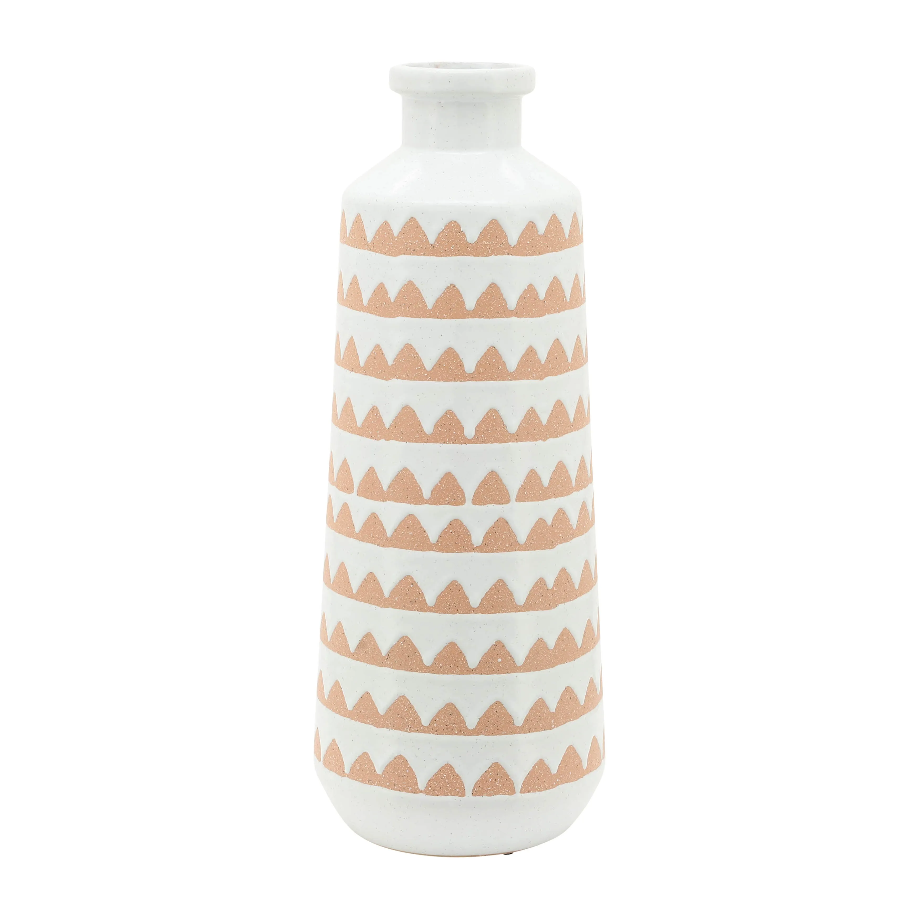 CER, 16" AZTEC VASE, IVORY