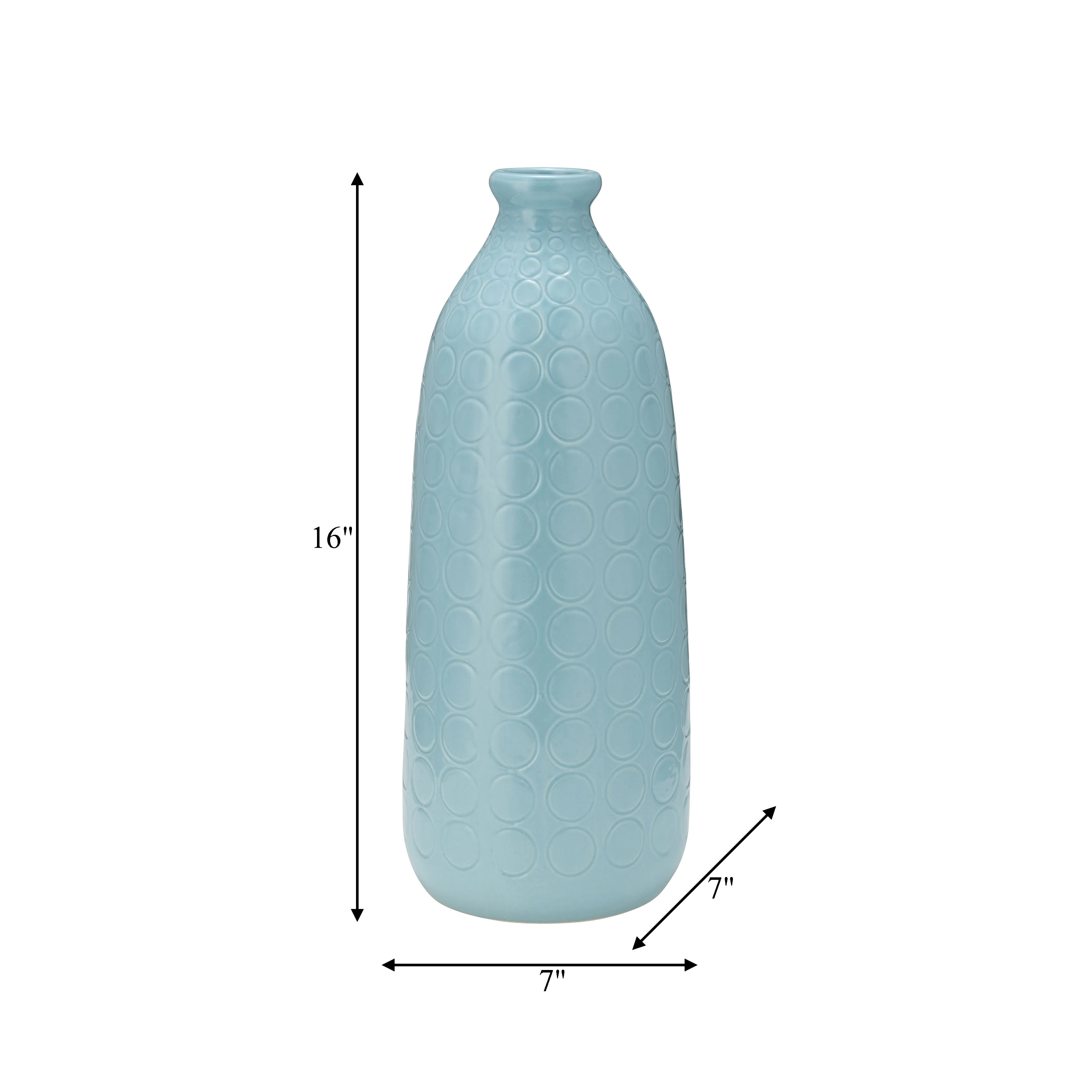 CER, 16" CIRCLES VASE, AQUA HAZE