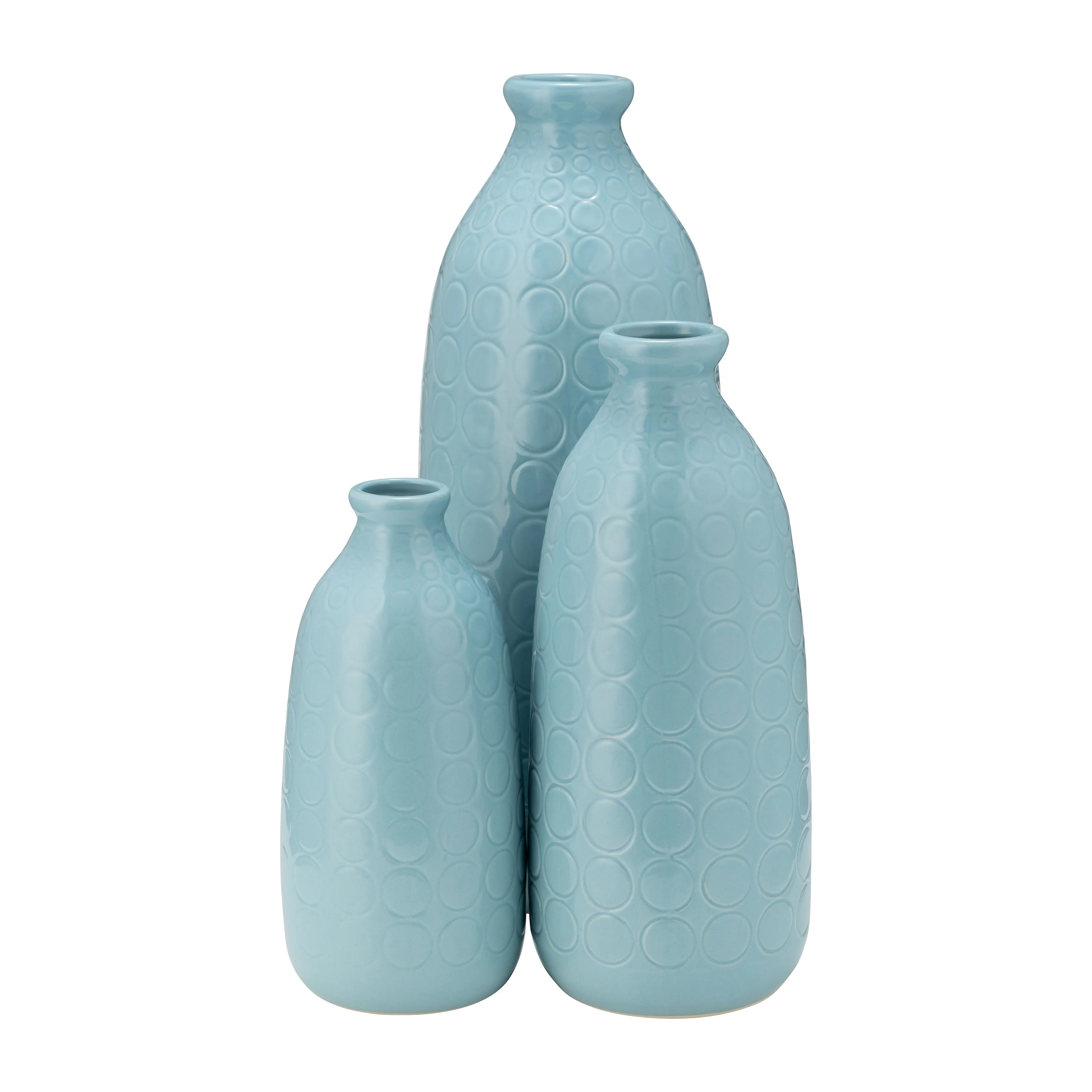 CER, 16" CIRCLES VASE, AQUA HAZE