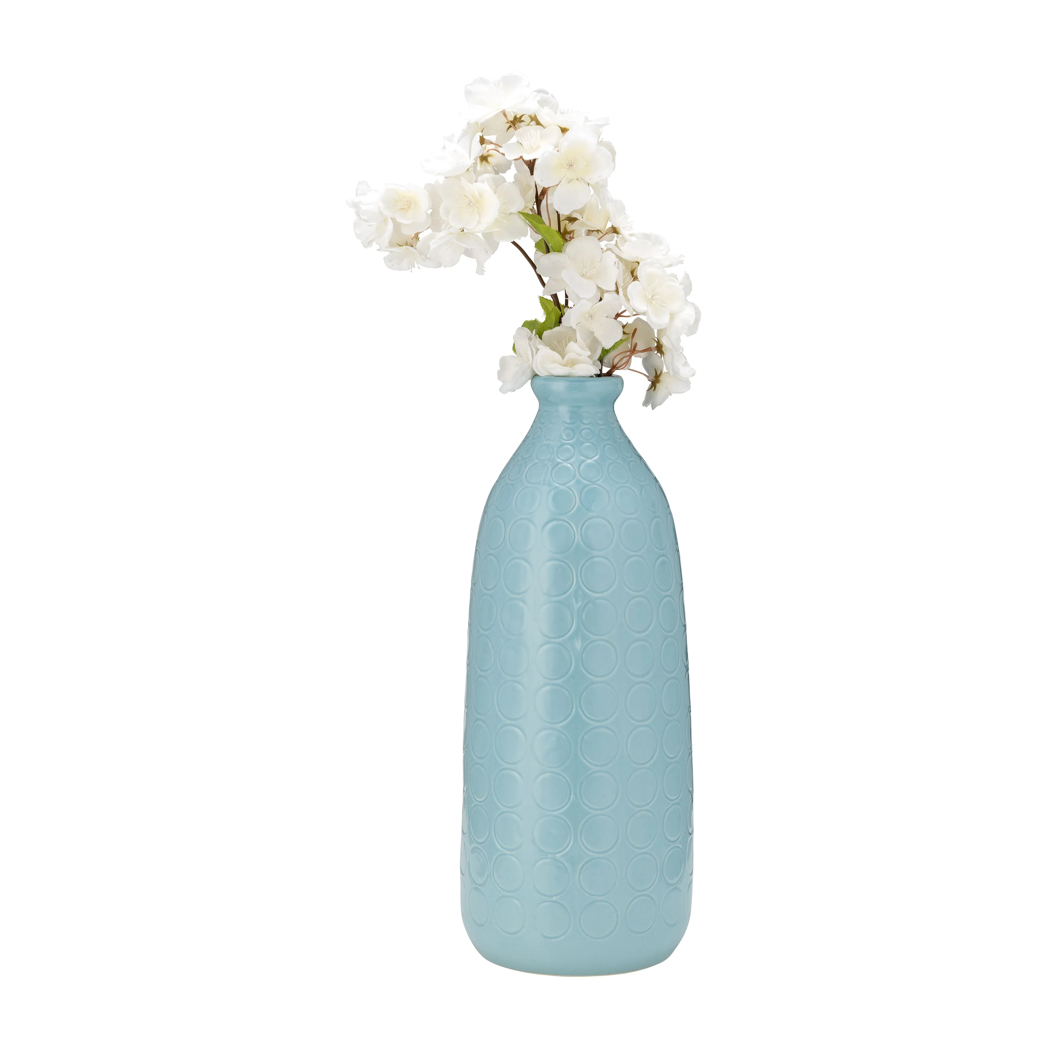 CER, 16" CIRCLES VASE, AQUA HAZE