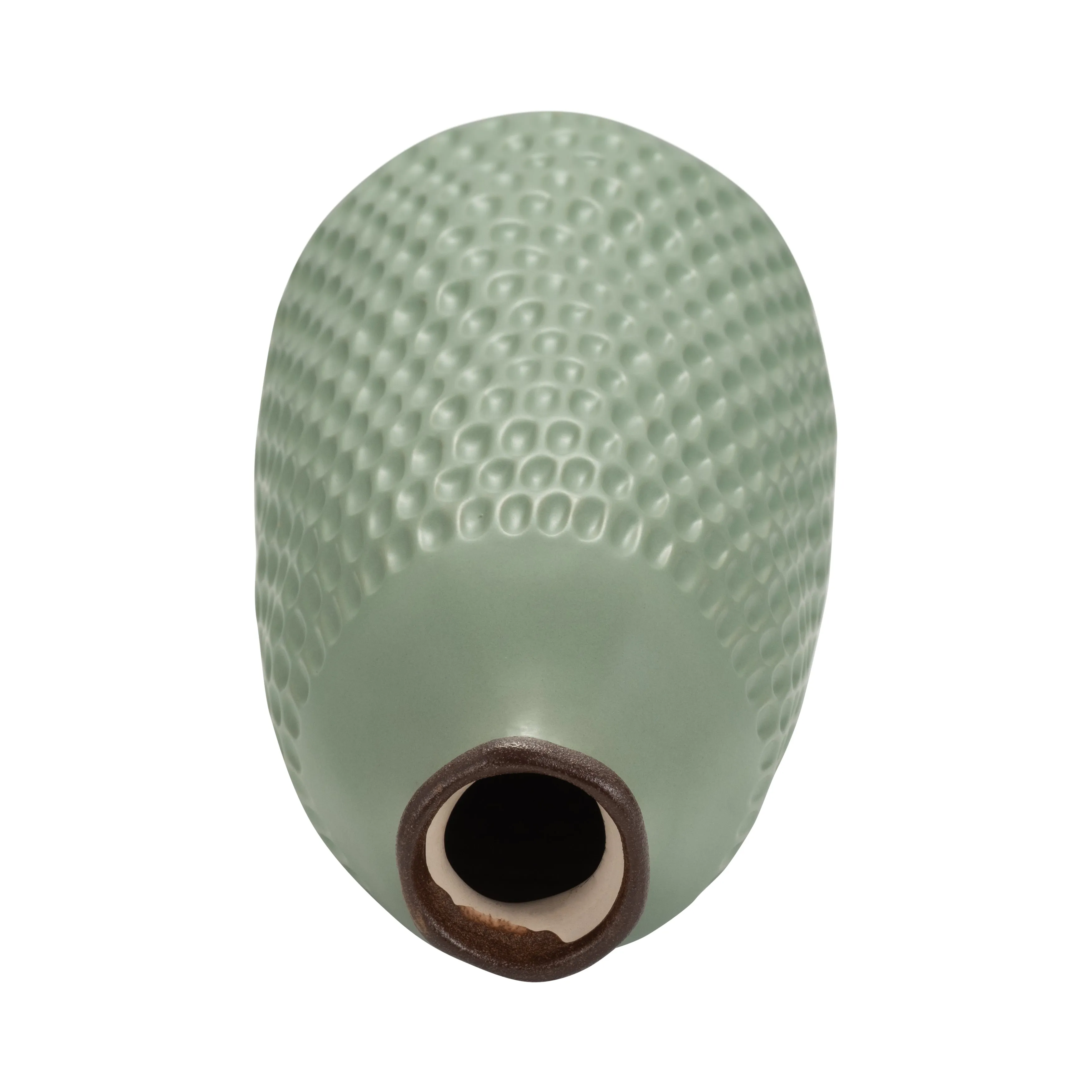 CER, 16"H DIMPLED VASE, GREEN