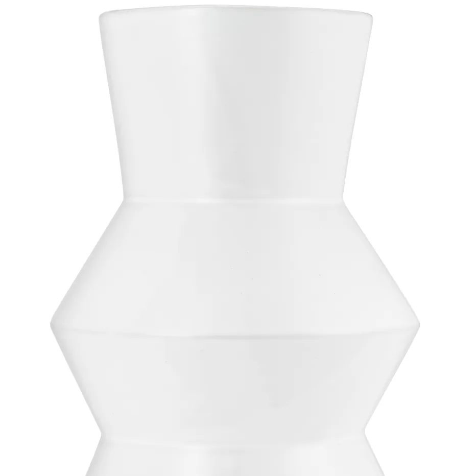 CER, 17"H TOTEM VASE, WHITE