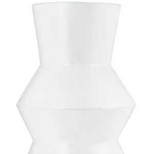CER, 17"H TOTEM VASE, WHITE