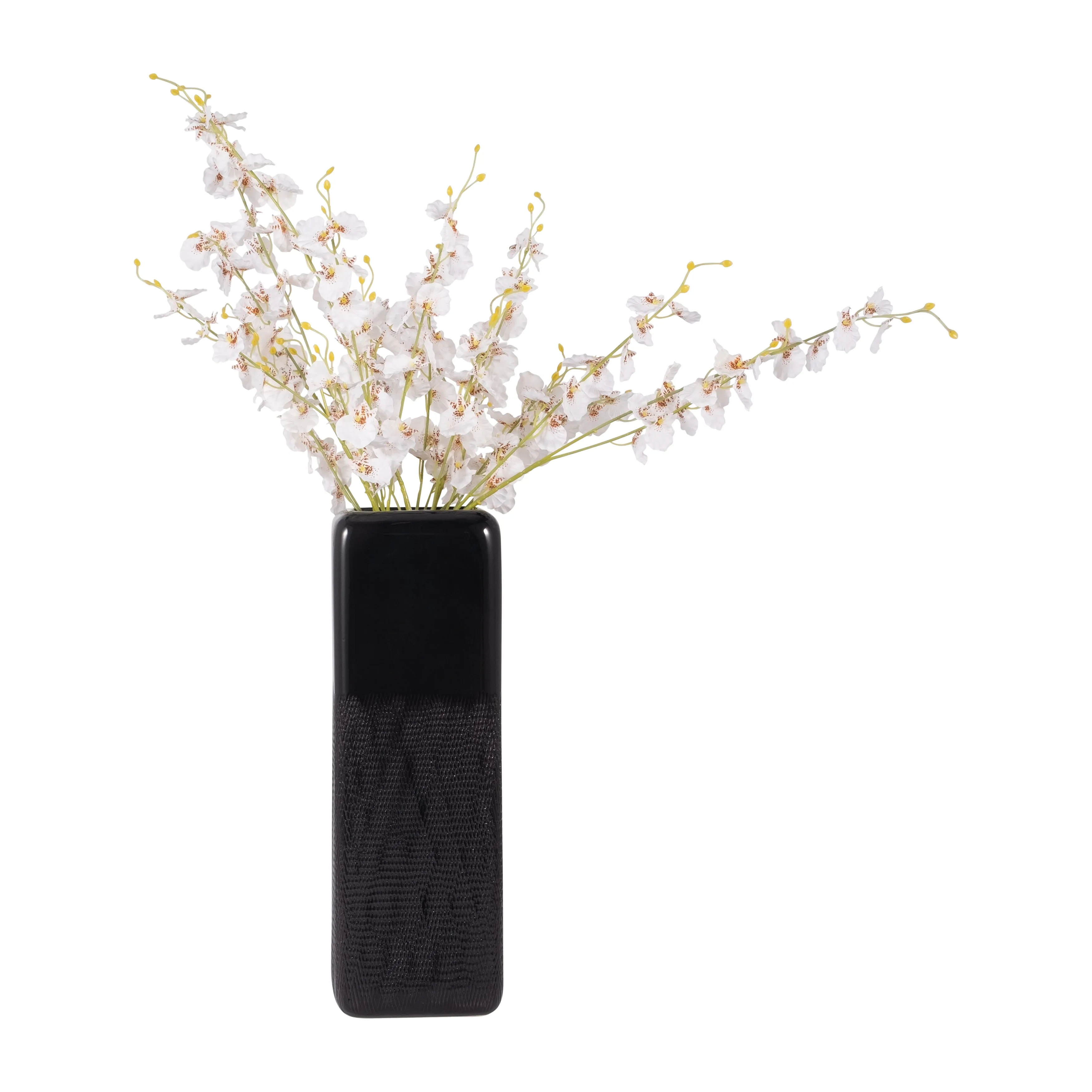 CER, 18" SQUARED GROOVED VASE, BLACK