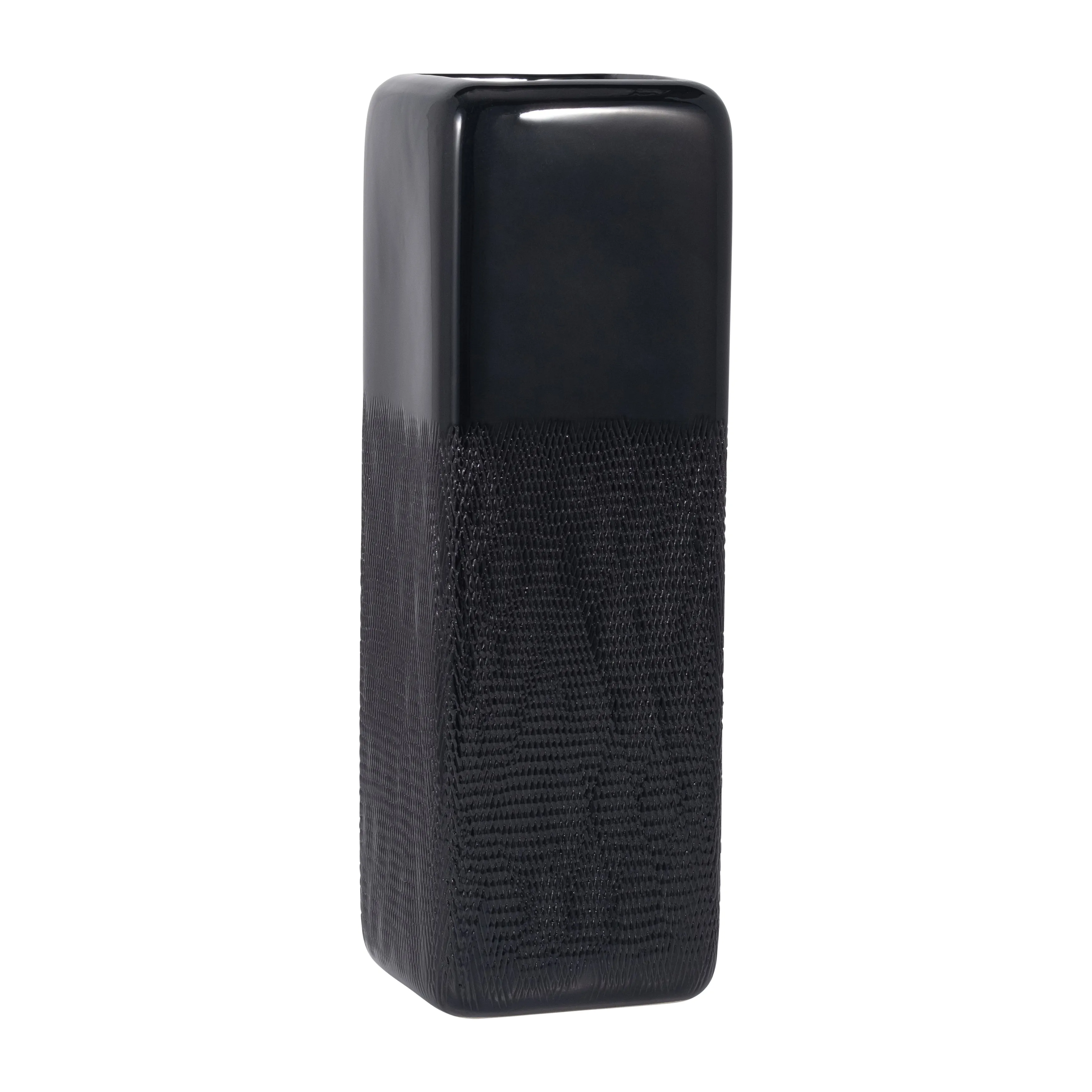 CER, 18" SQUARED GROOVED VASE, BLACK