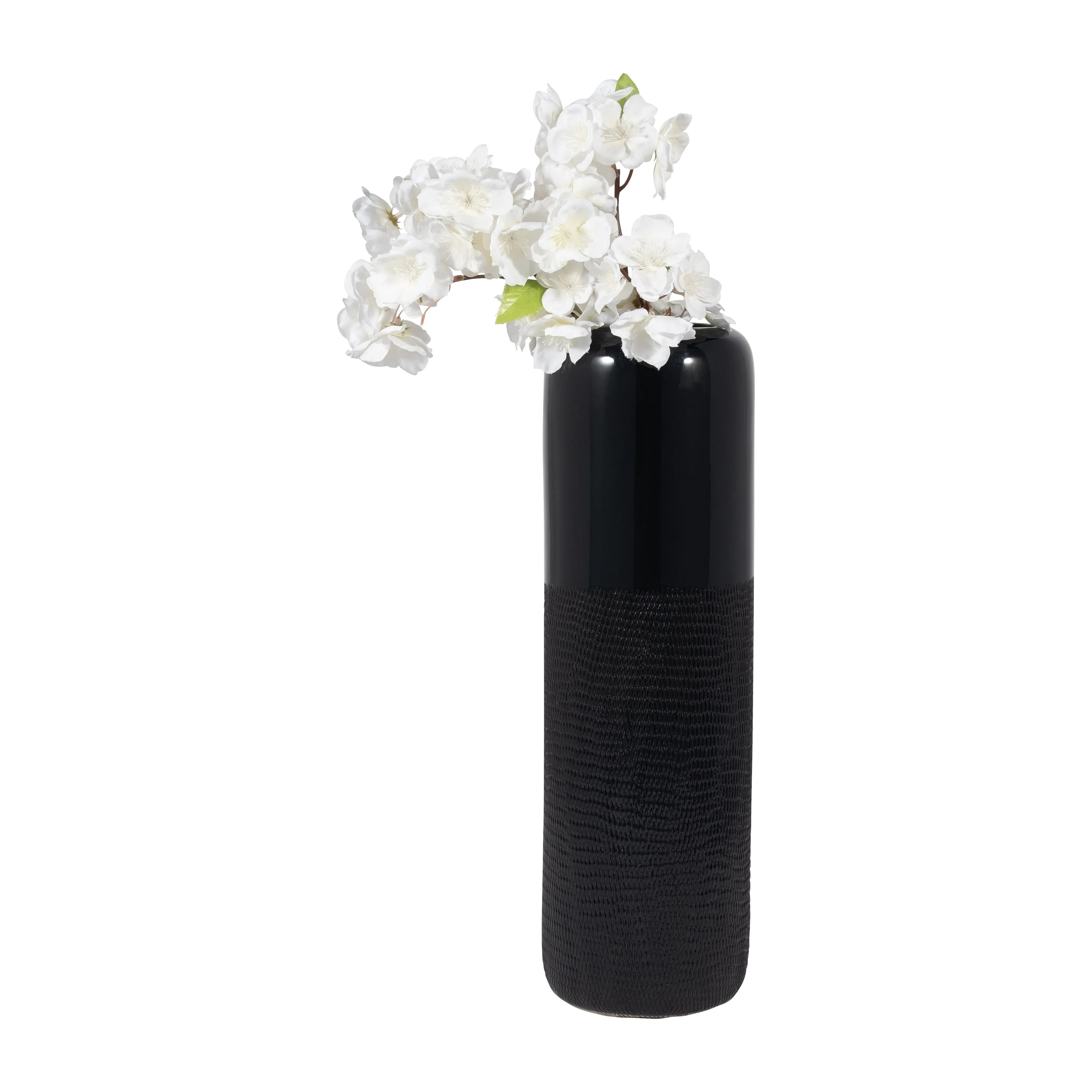 CER, 18"H GROOVED VASE, BLACK