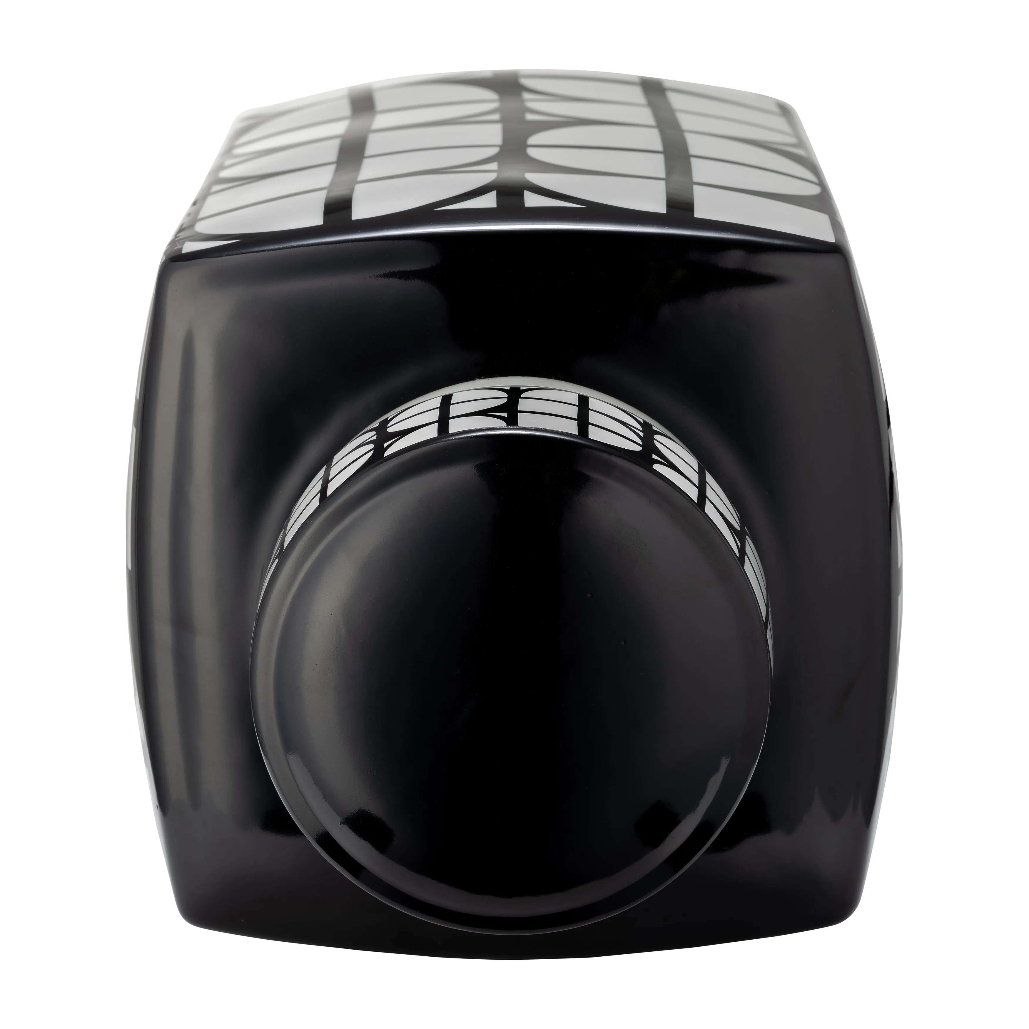 CER, 18"H SQUARE JAR W/ LID, BLACK/WHITE