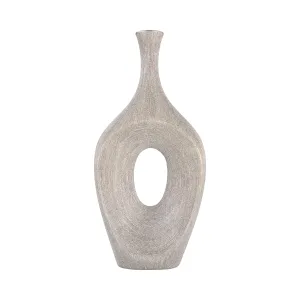 CER, 19" BEADED OPEN CUT VASE, SILVER