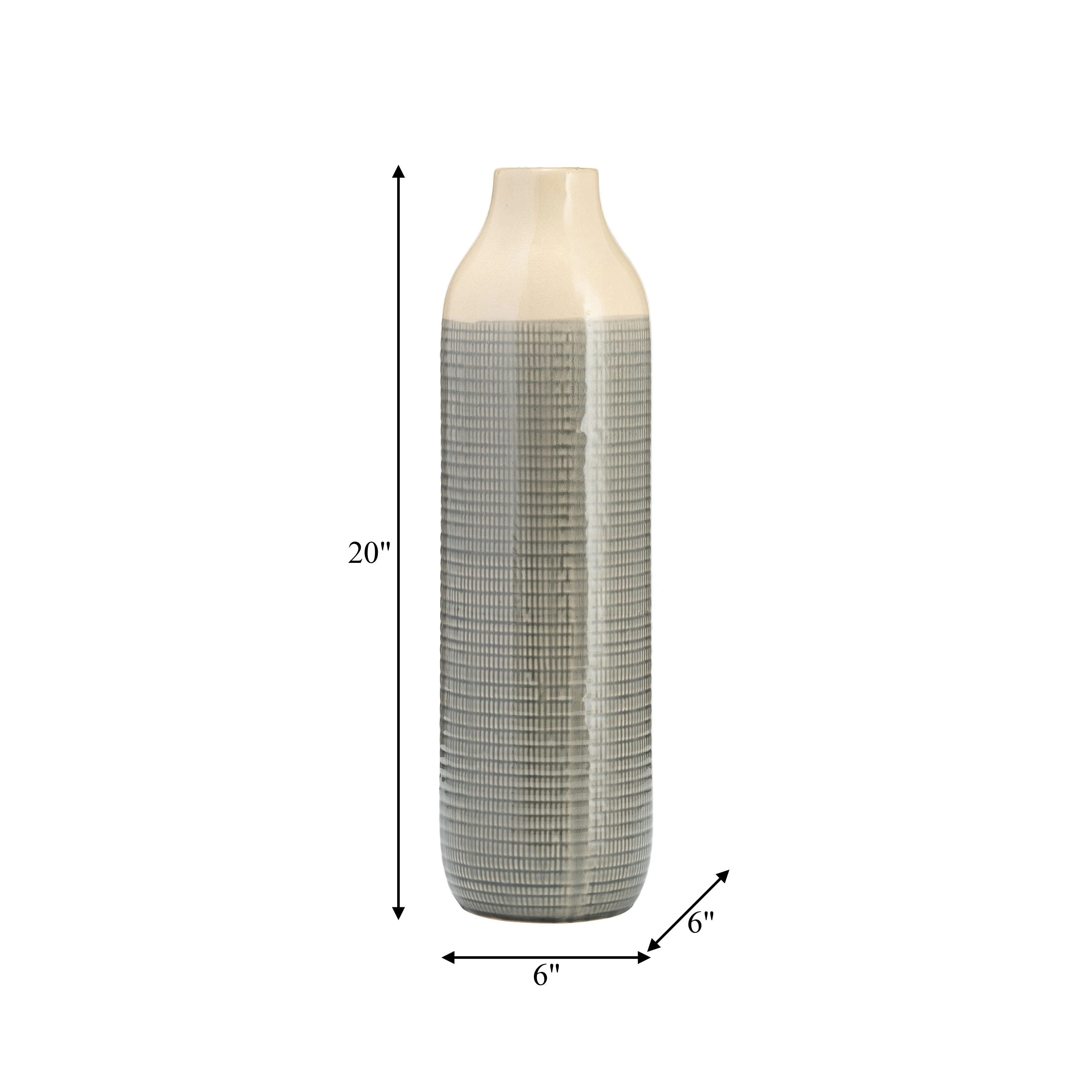 CER, 20"H 2-TONE VASE, GREEN