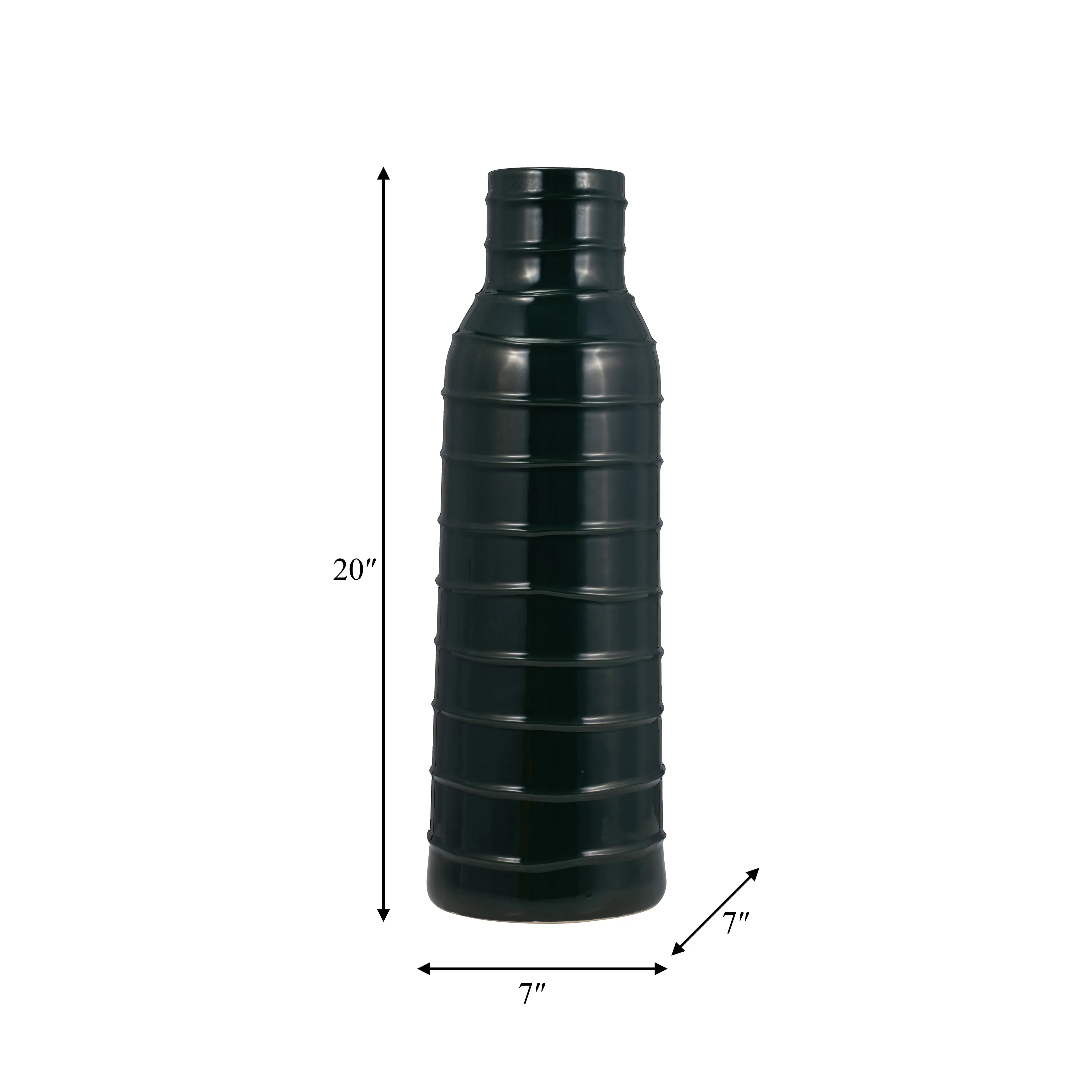 CER, 20"H TRIBAL VASE, FOREST GREEN