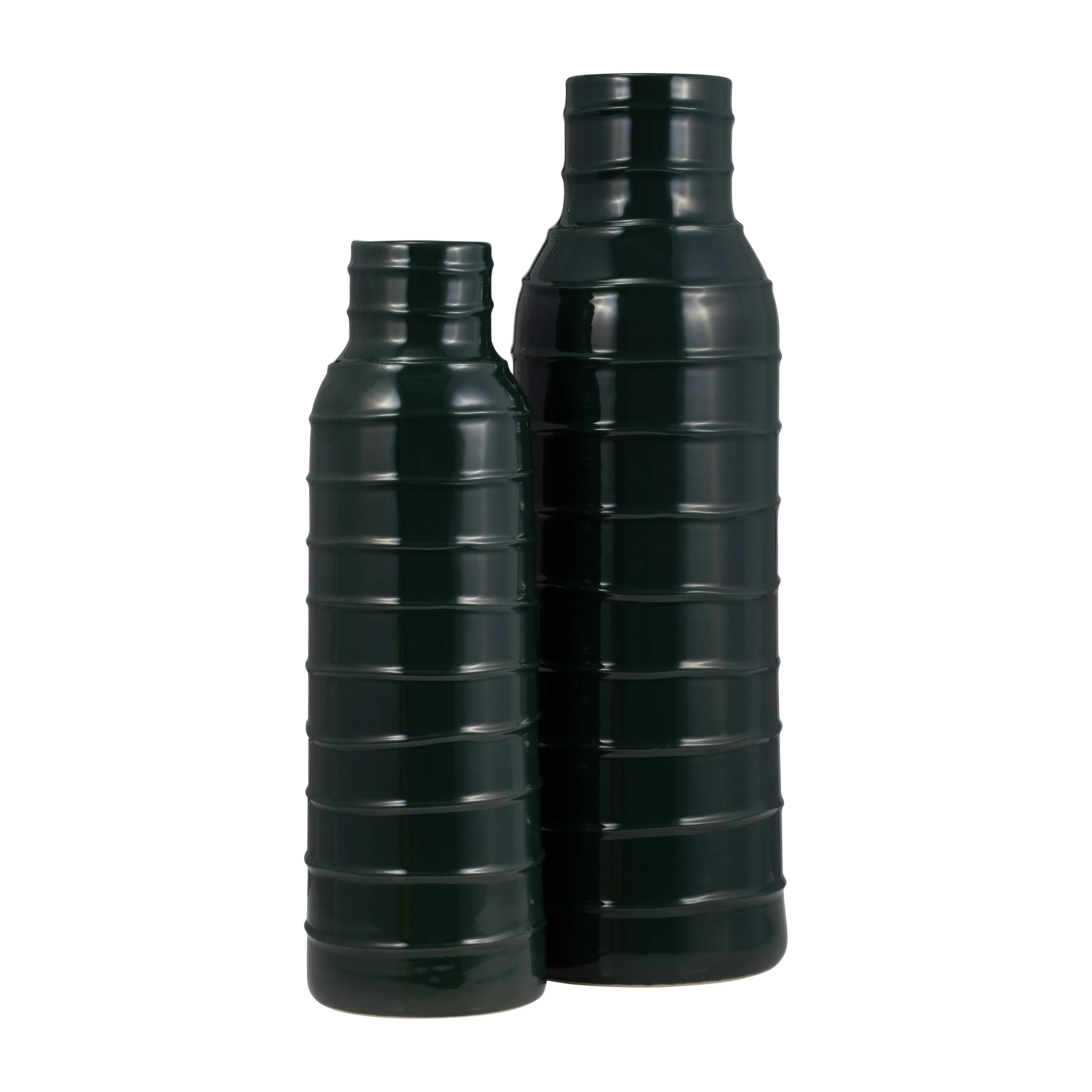 CER, 20"H TRIBAL VASE, FOREST GREEN