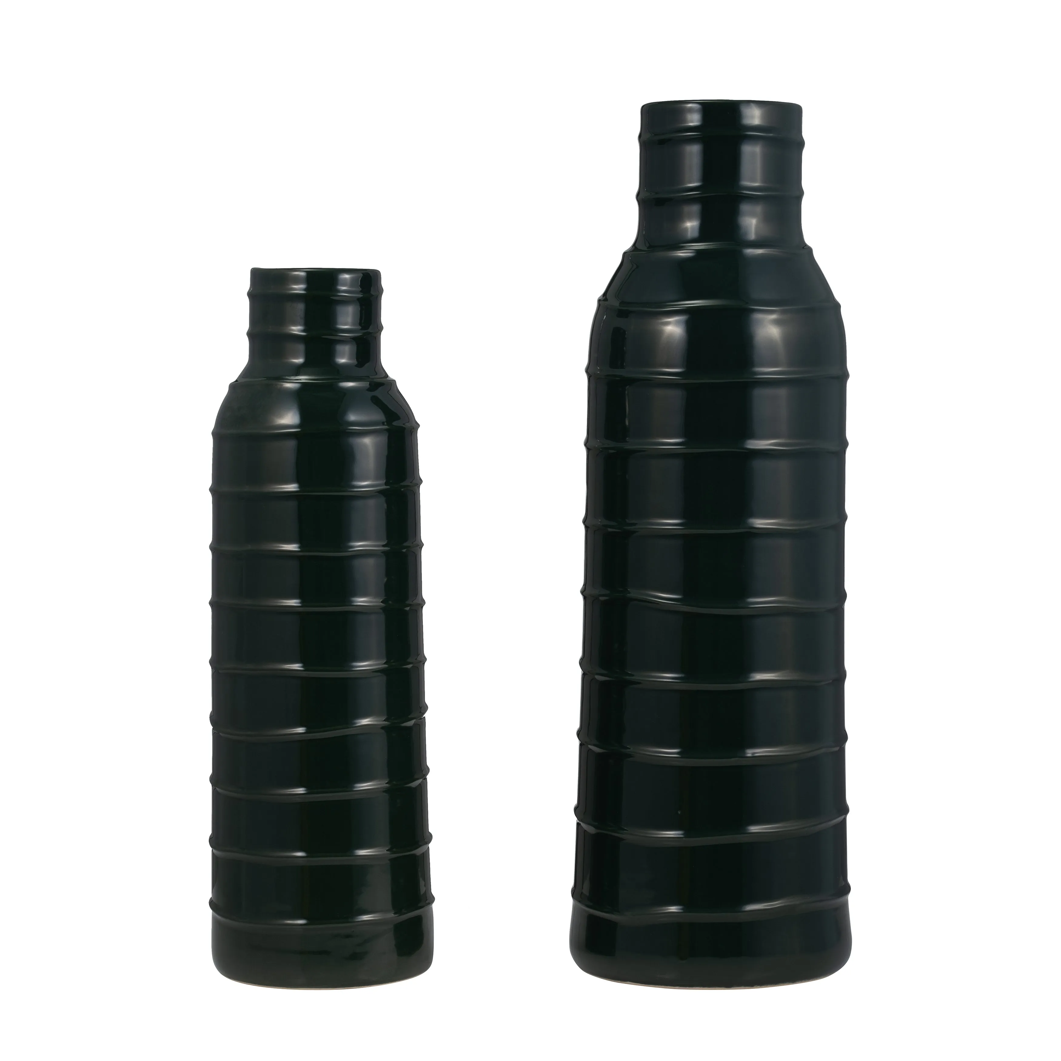 CER, 20"H TRIBAL VASE, FOREST GREEN