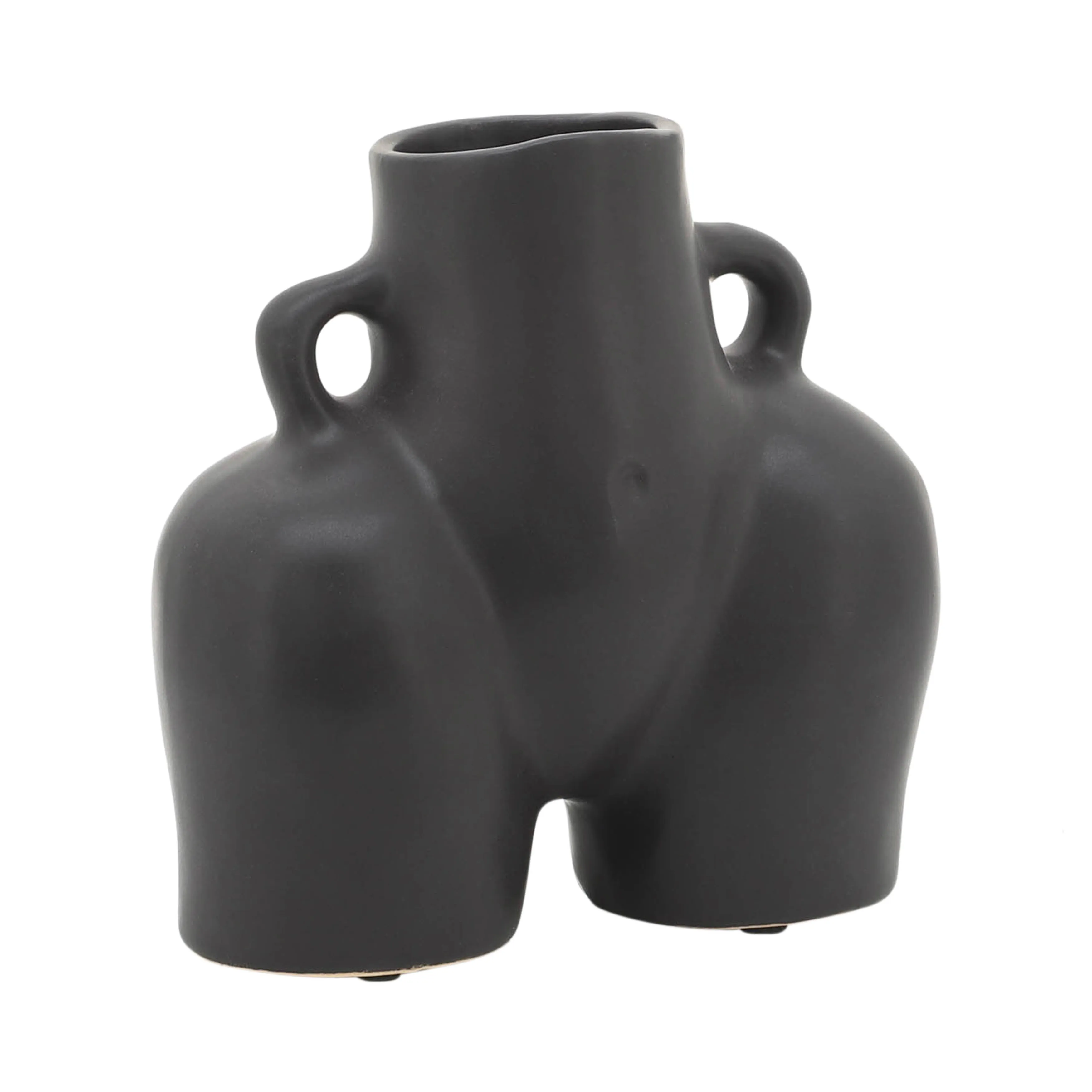 CER, 6" HALF BODY VASE, BLACK