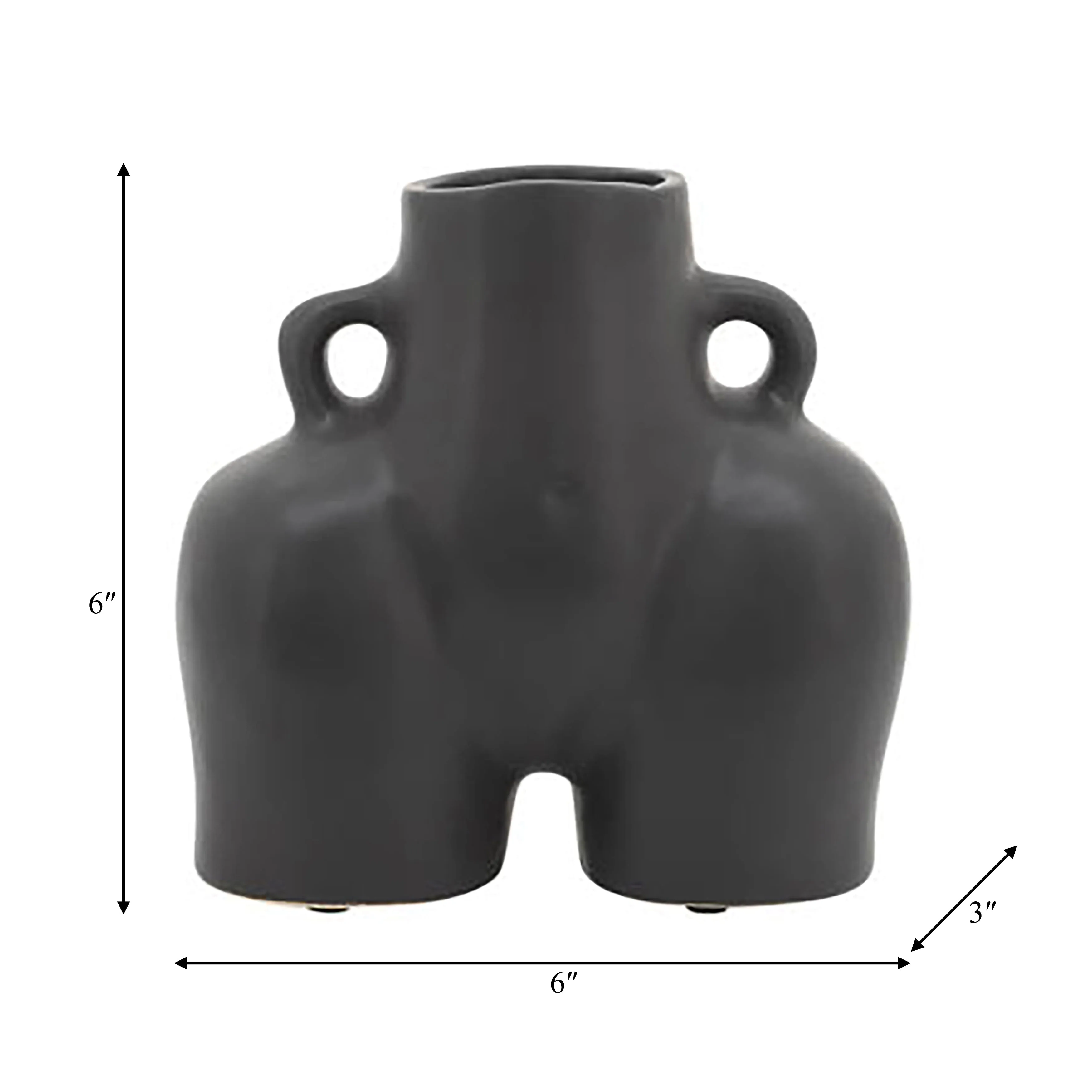CER, 6" HALF BODY VASE, BLACK