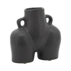 CER, 6" HALF BODY VASE, BLACK