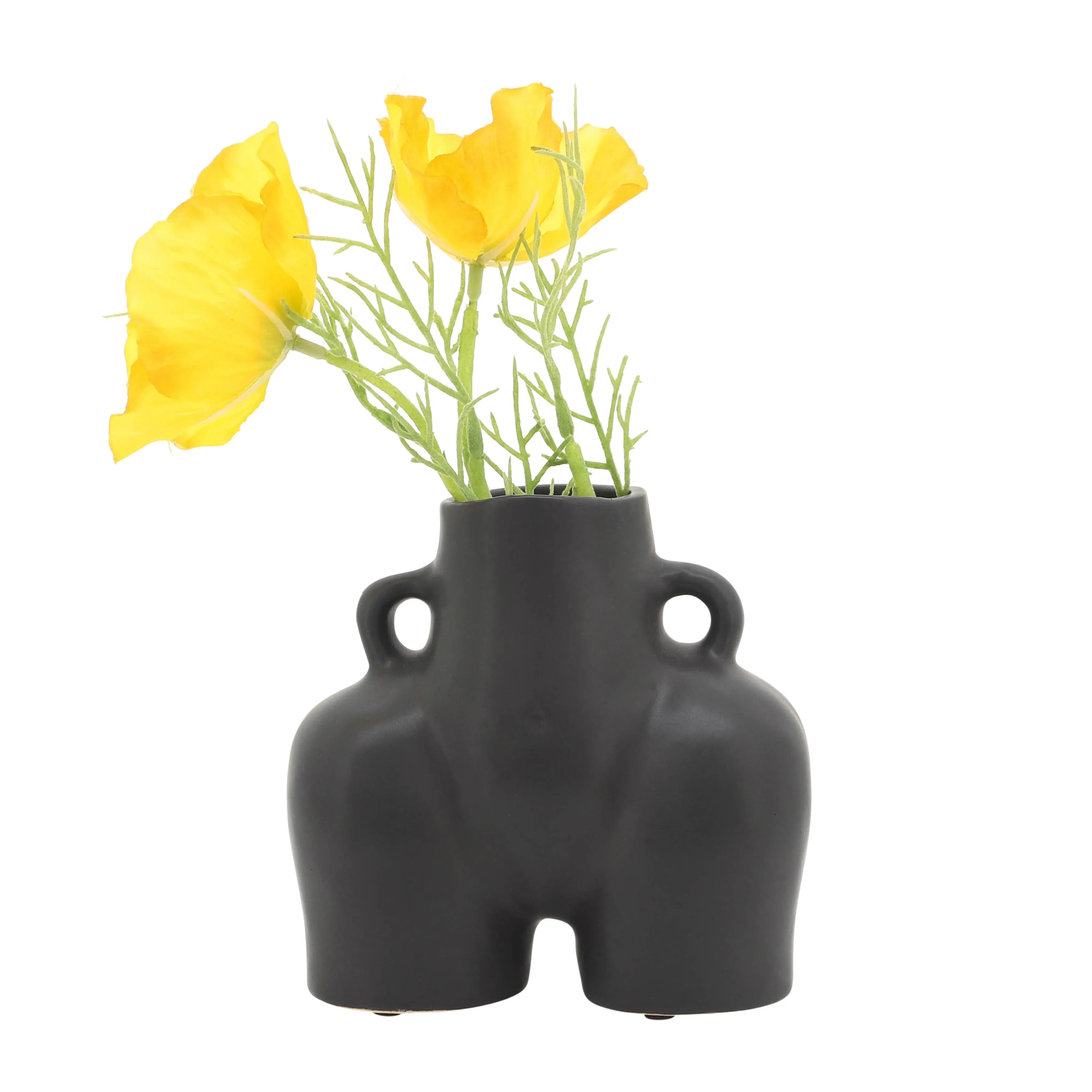 CER, 6" HALF BODY VASE, BLACK