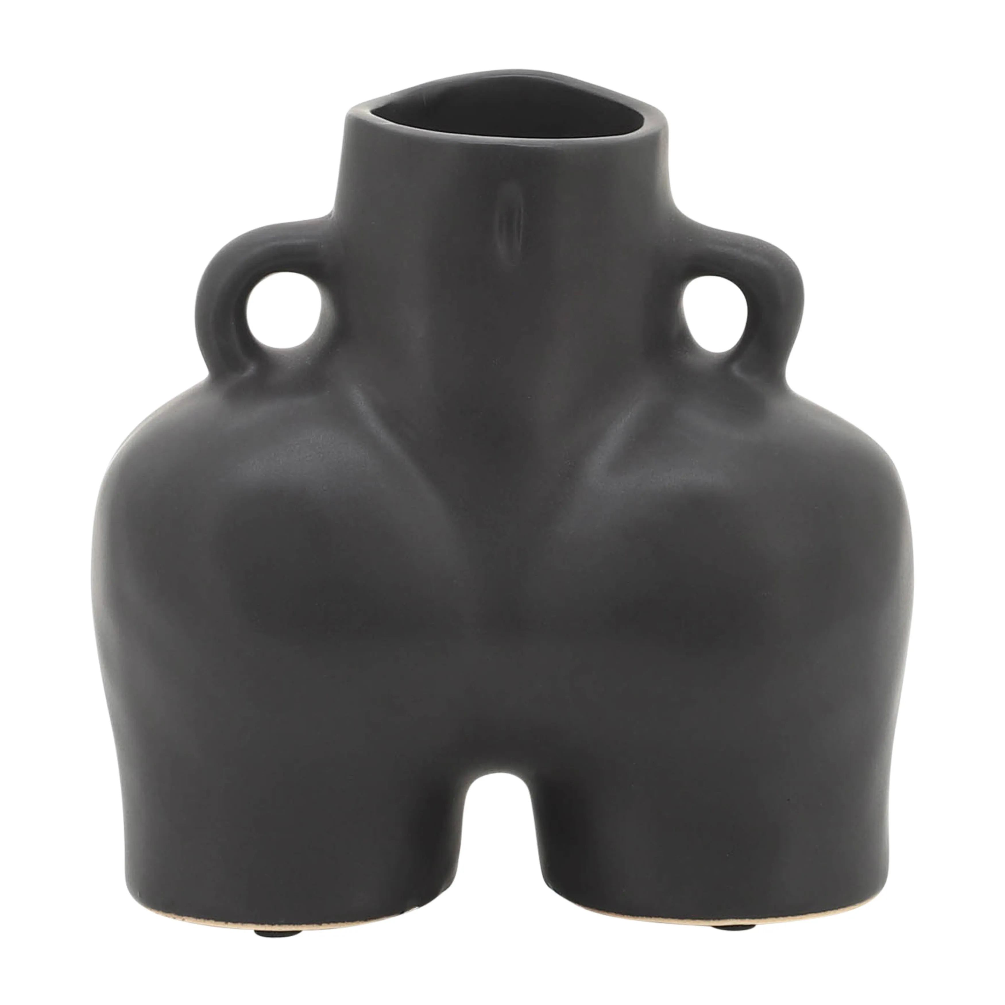 CER, 6" HALF BODY VASE, BLACK