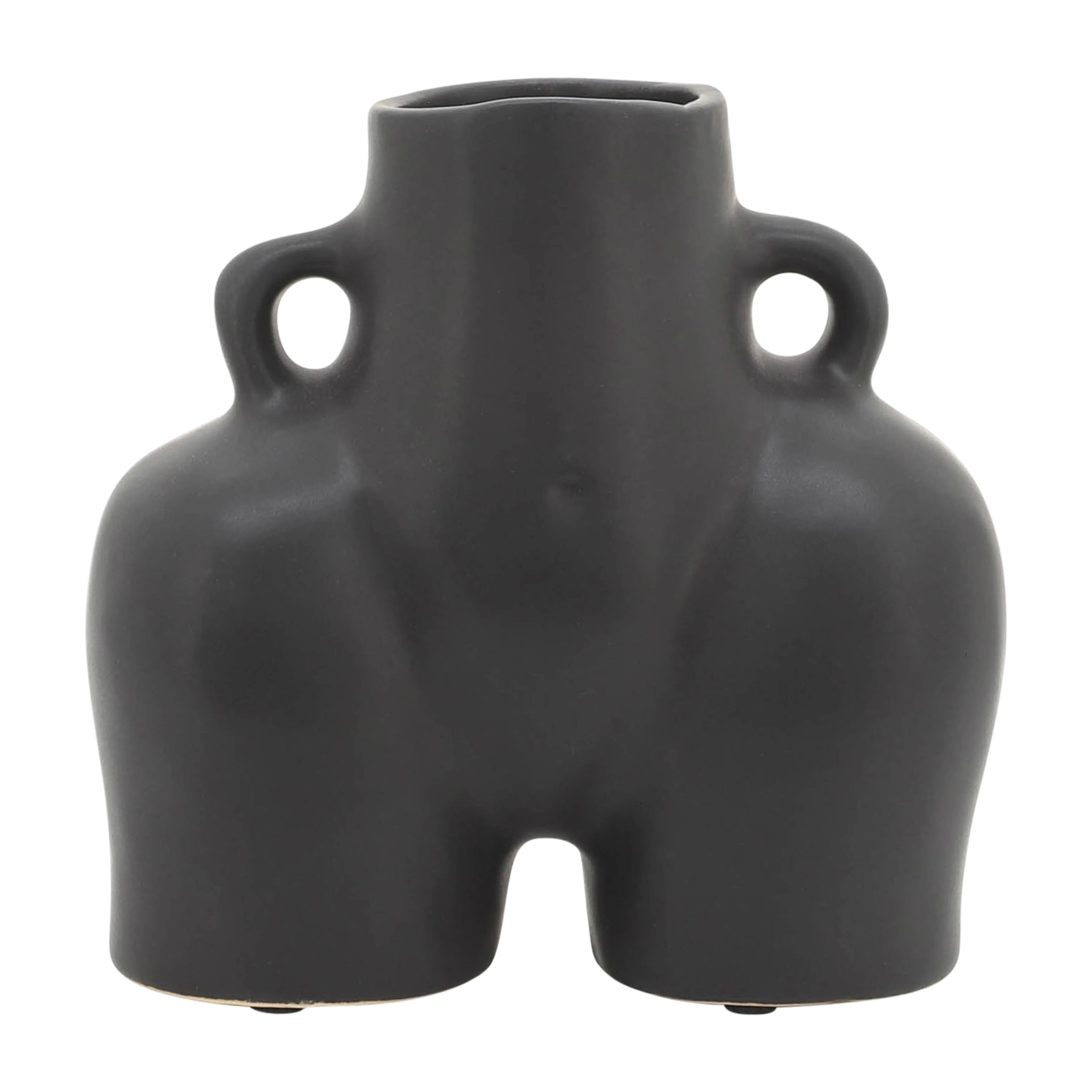 CER, 6" HALF BODY VASE, BLACK
