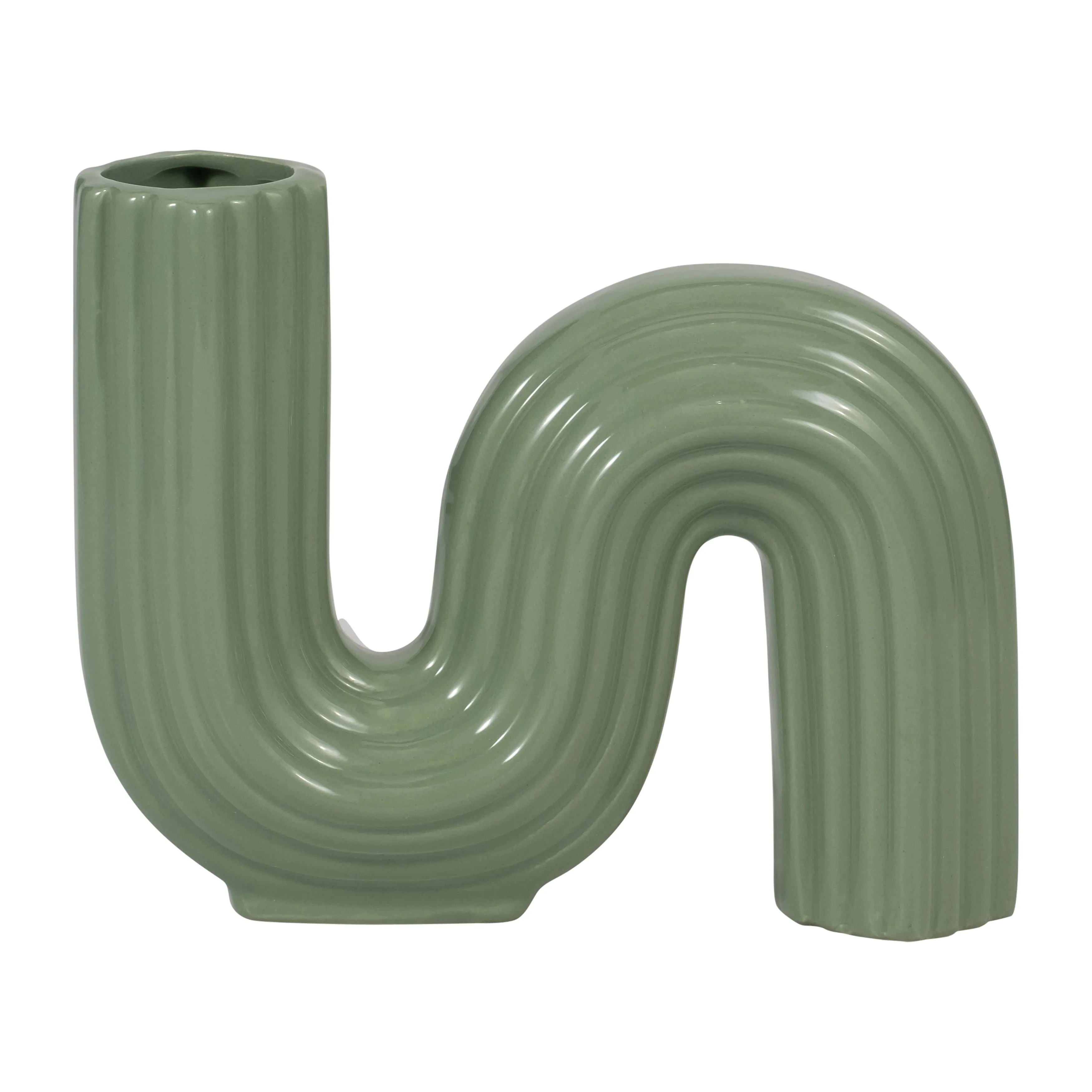 CER, 6" LOOPY VASE, DARK SAGE