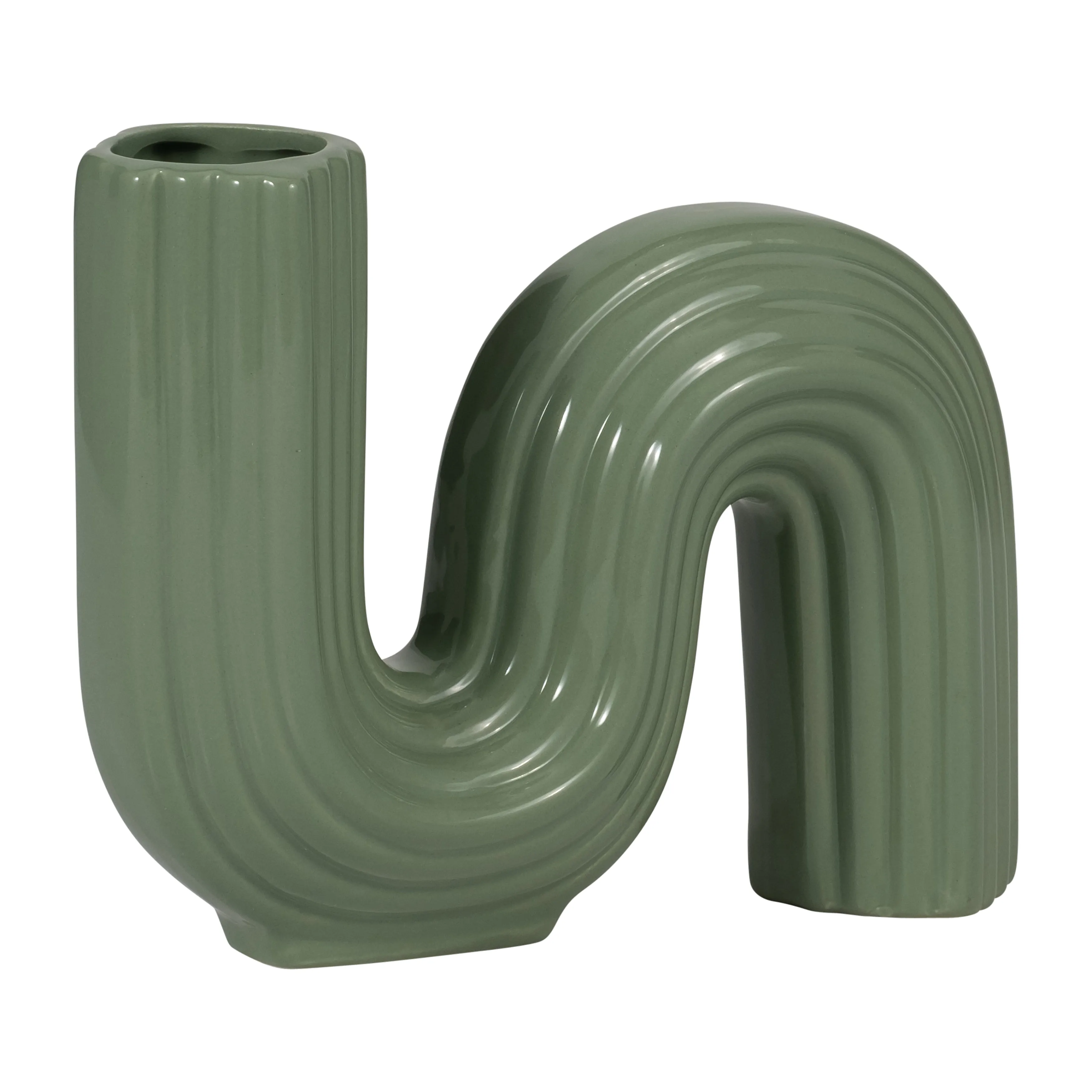 CER, 6" LOOPY VASE, DARK SAGE