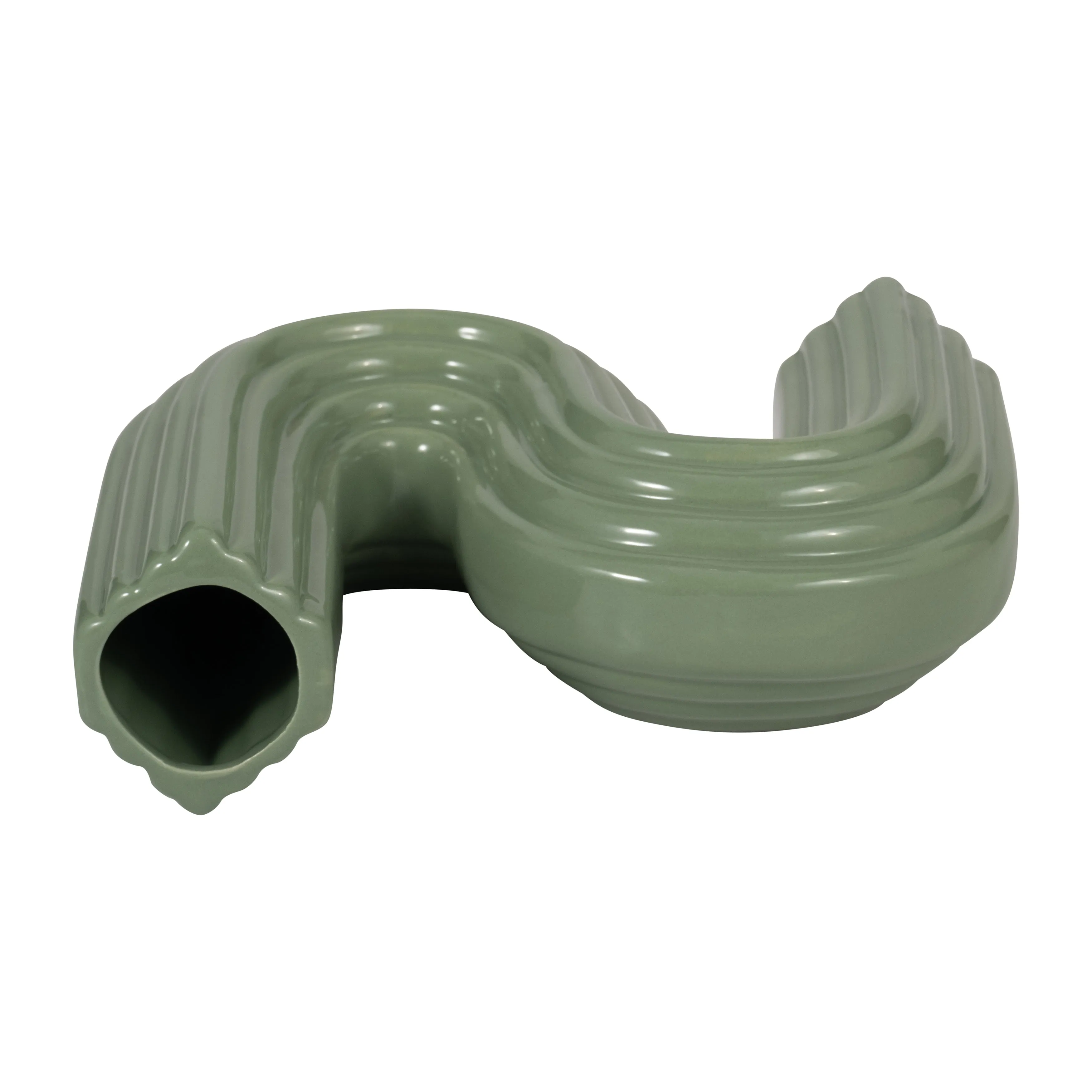 CER, 6" LOOPY VASE, DARK SAGE