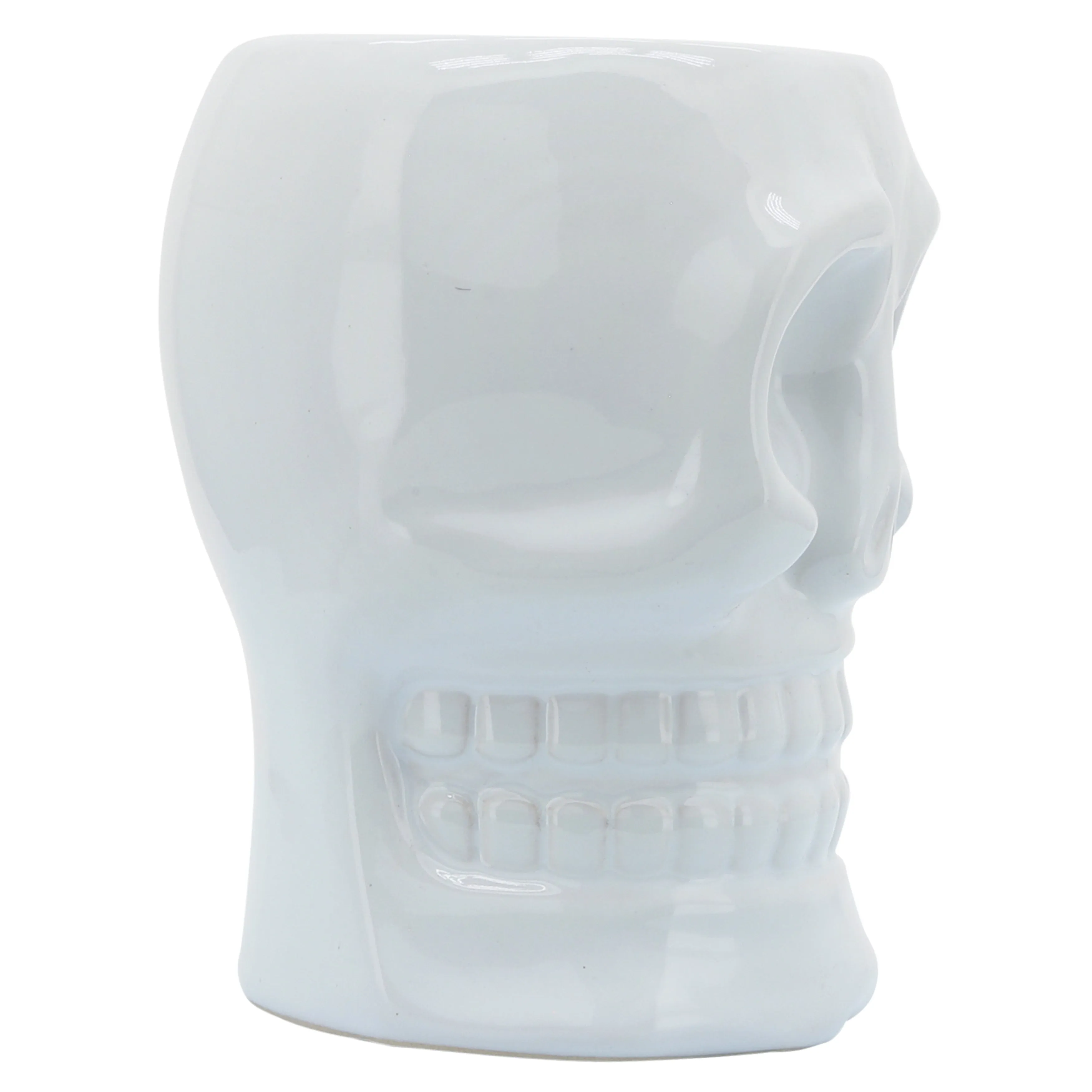 CER, 6" SKULL VASE, WHITE