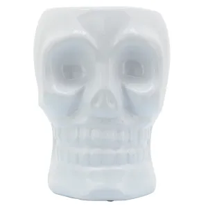 CER, 6" SKULL VASE, WHITE