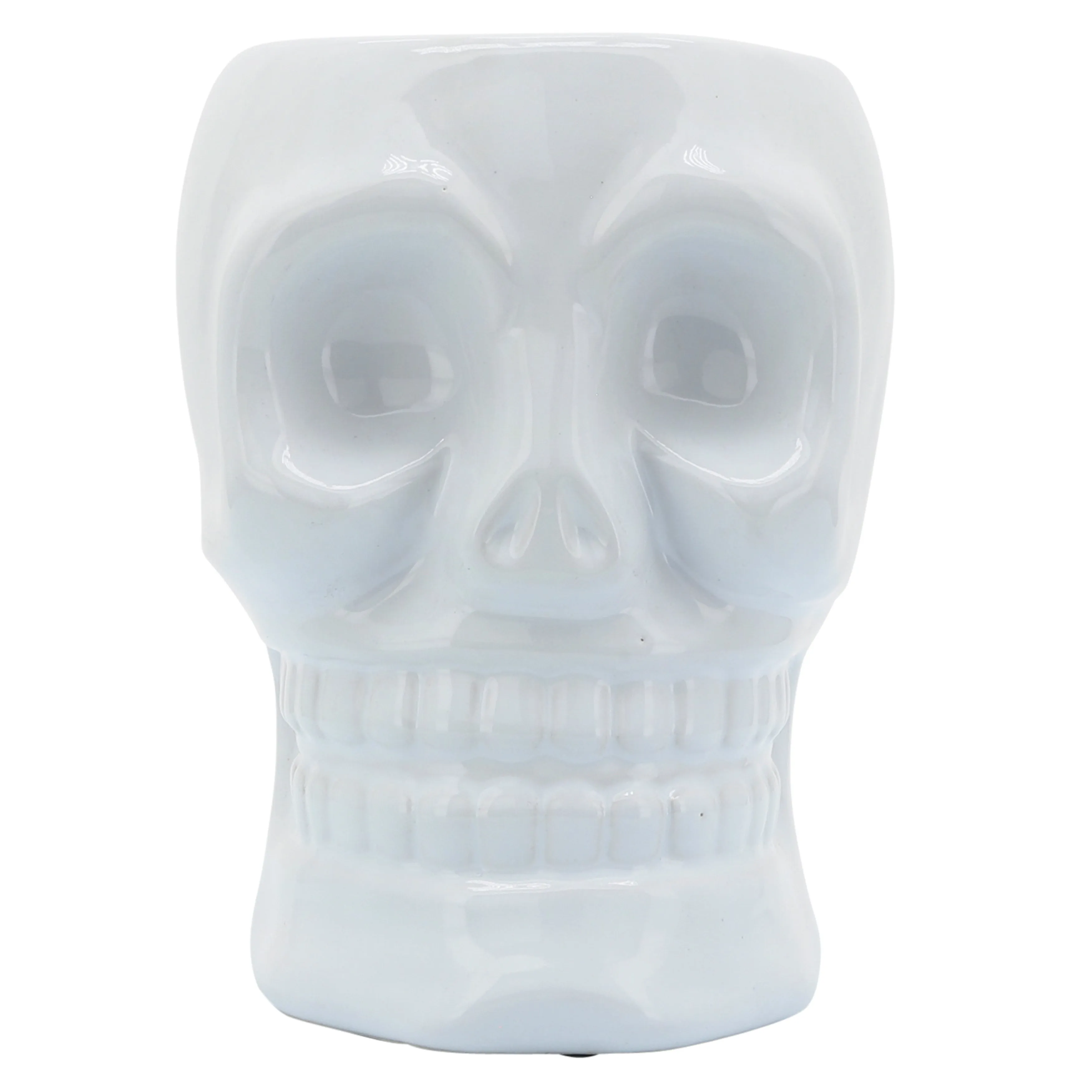 CER, 6" SKULL VASE, WHITE